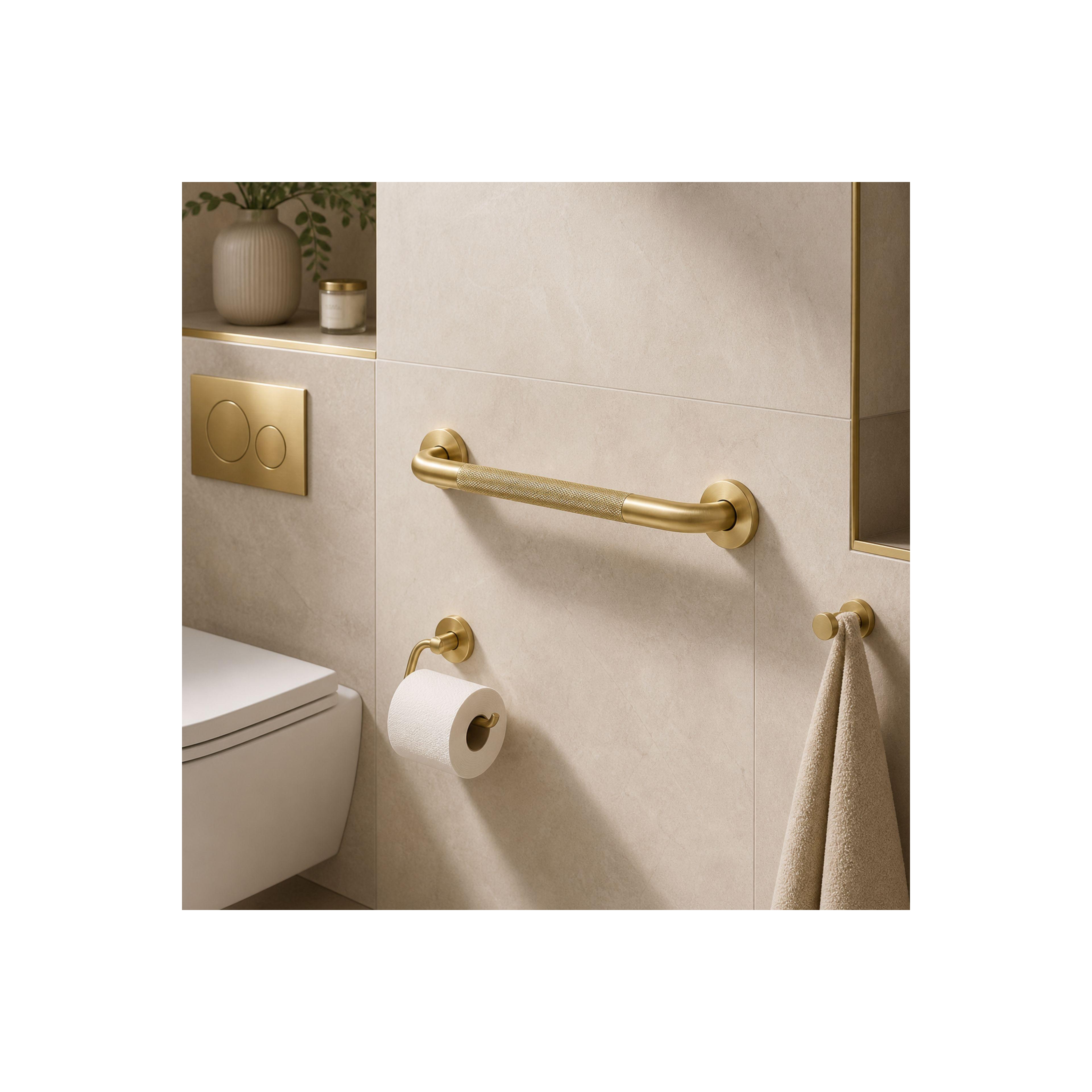 Straight bathroom grab bar Brush Gold