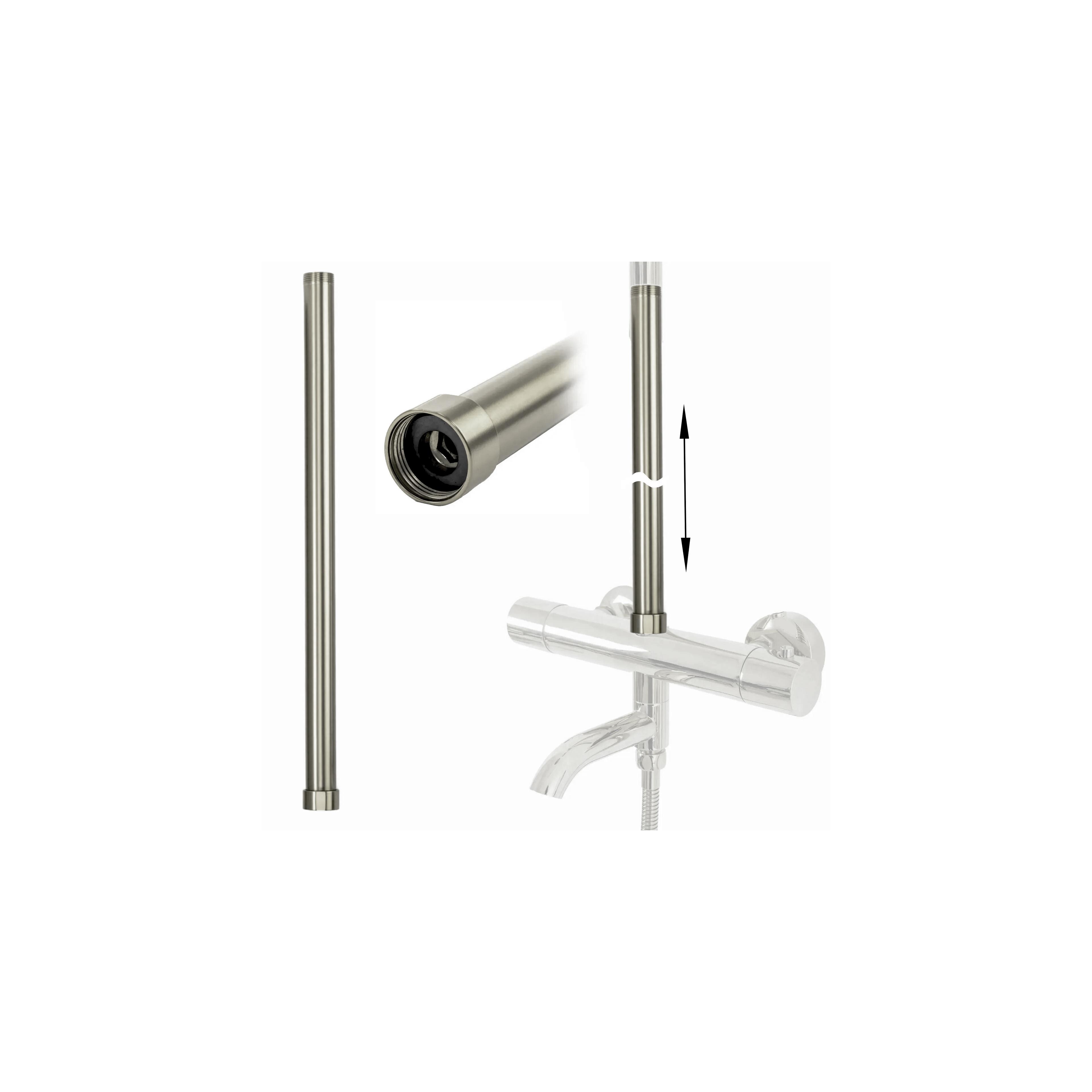 Extension for a bathtub and shower set brush nickel 50cm