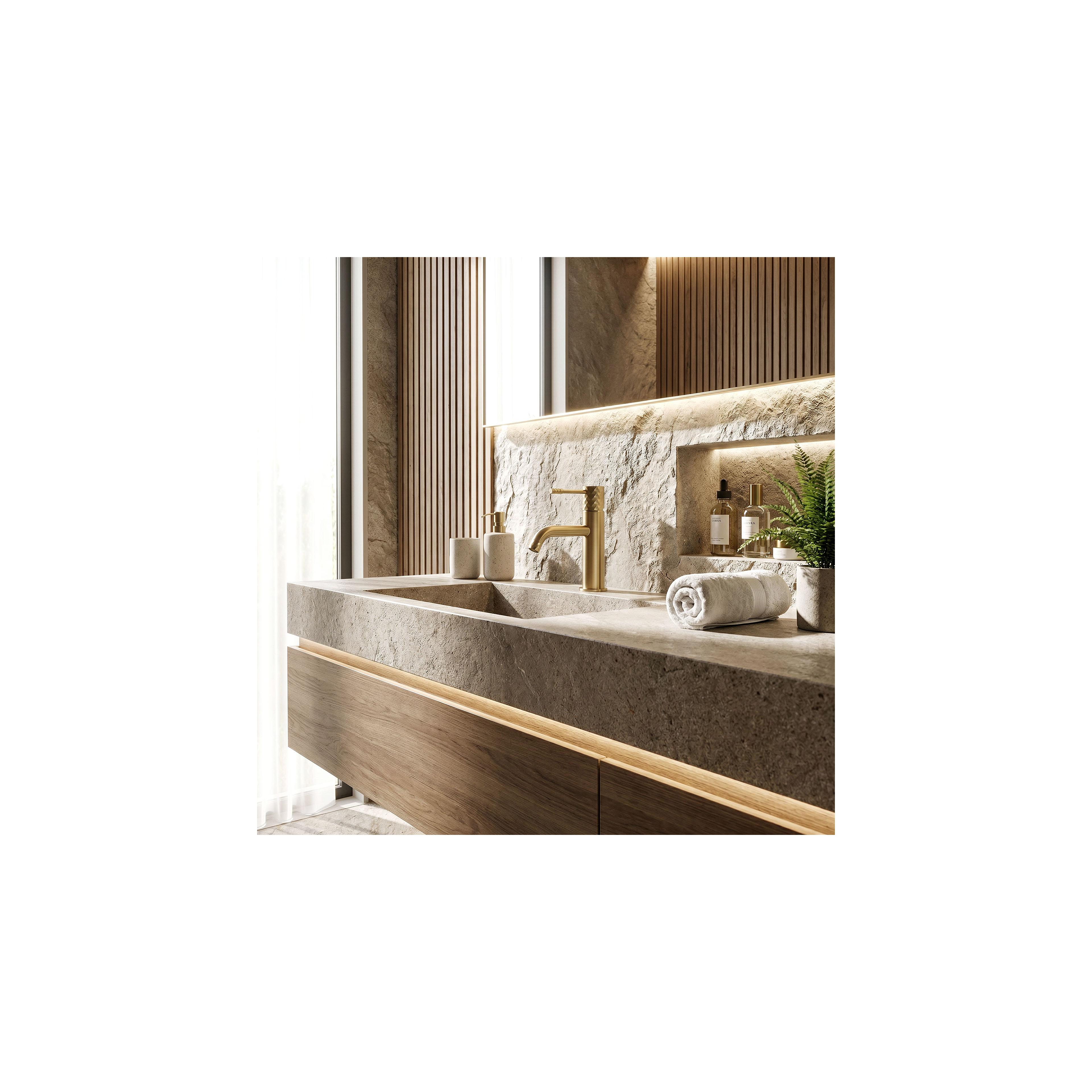 Robinet de lavabo Rea Lungo Diamond Brush Gold