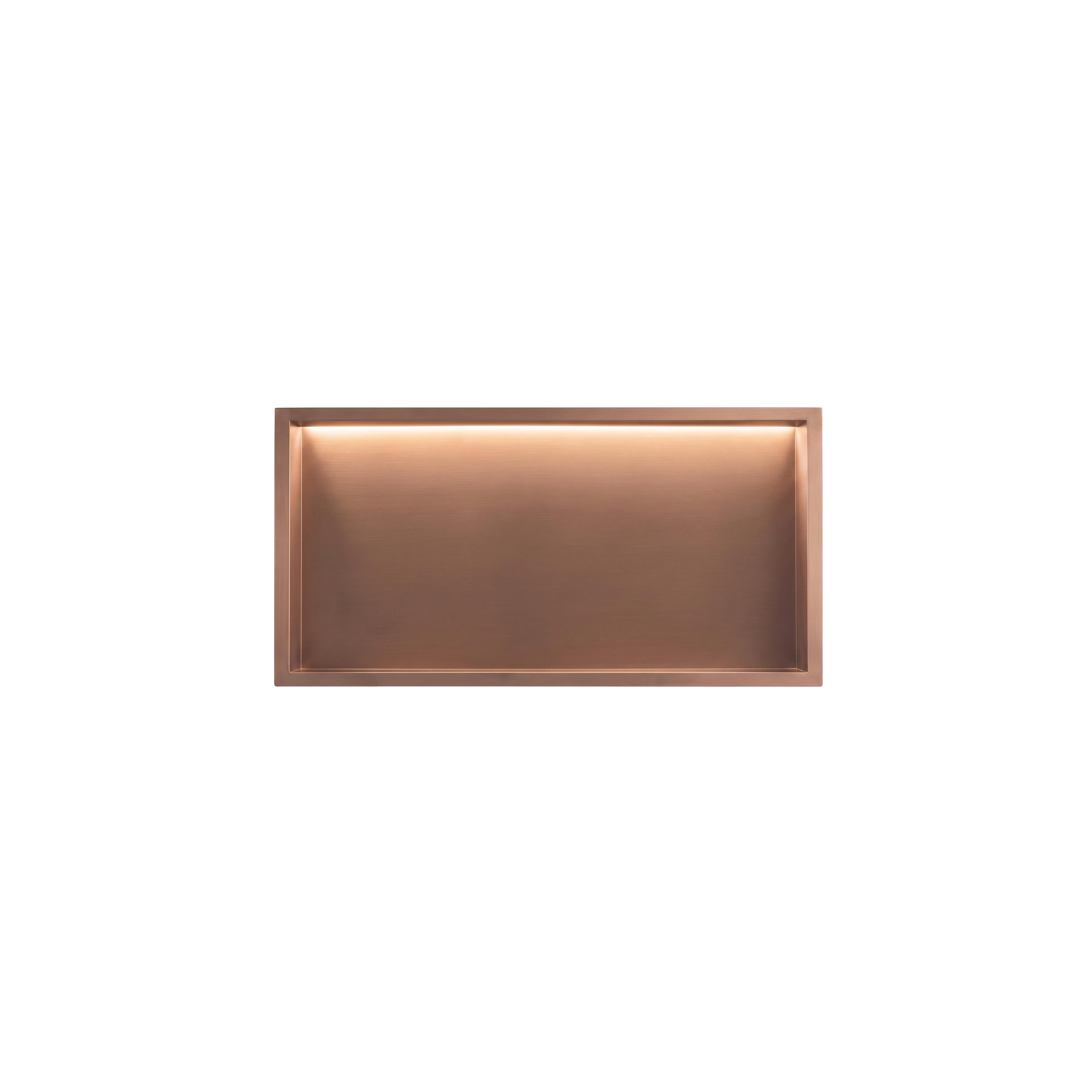 WANDEINBAU-BADEZIMMERREGAL LED 30x60 brush copper