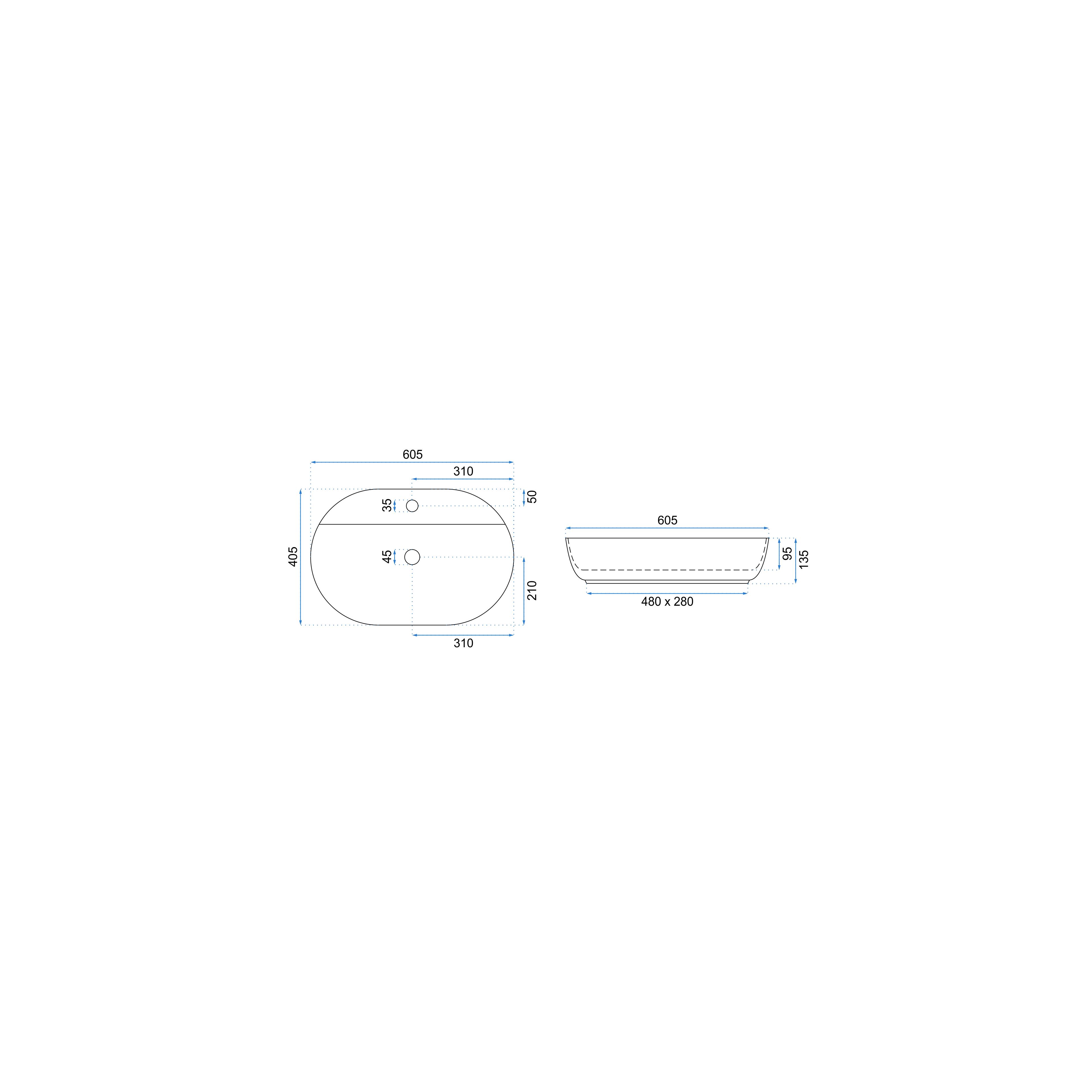 Lavabo da appoggio Rea Aura 61 White Gold Brush