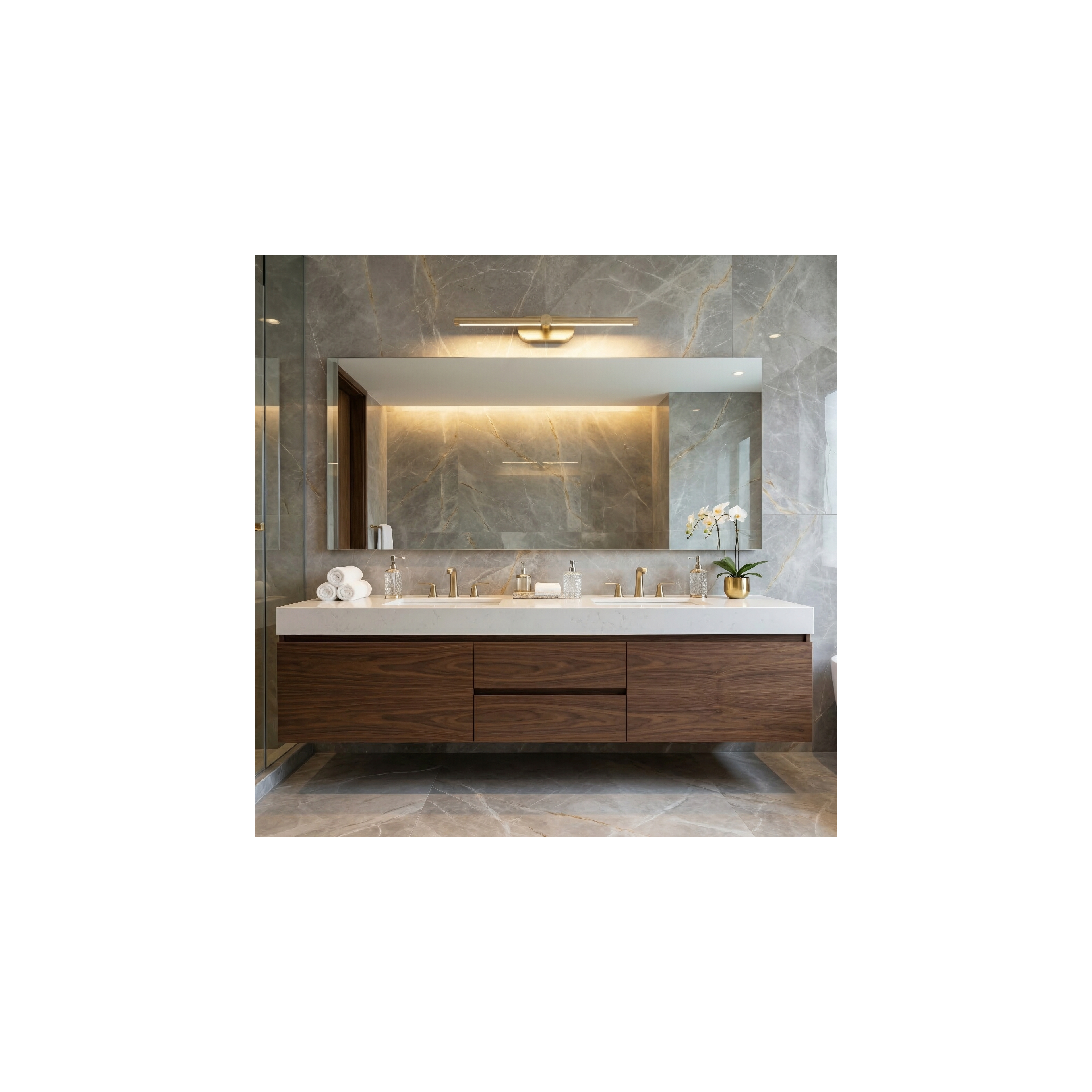Επιτοίχο φωτιστικό μπάνιου LED APP1892-1W 40 cm BRUSH GOLD