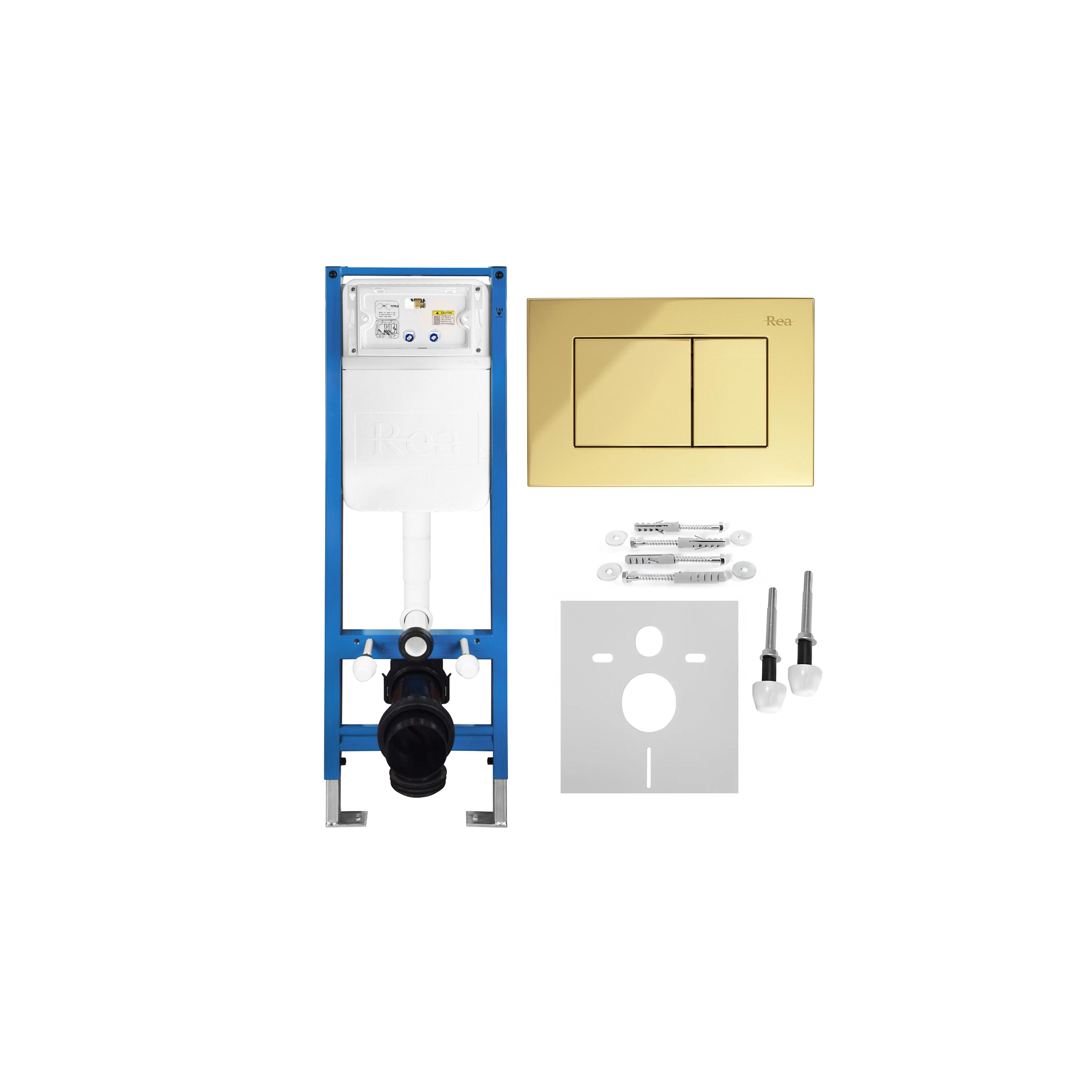 Unterputz-Ständerwerk Set Slim 024N für WC mit Drücker J Gold