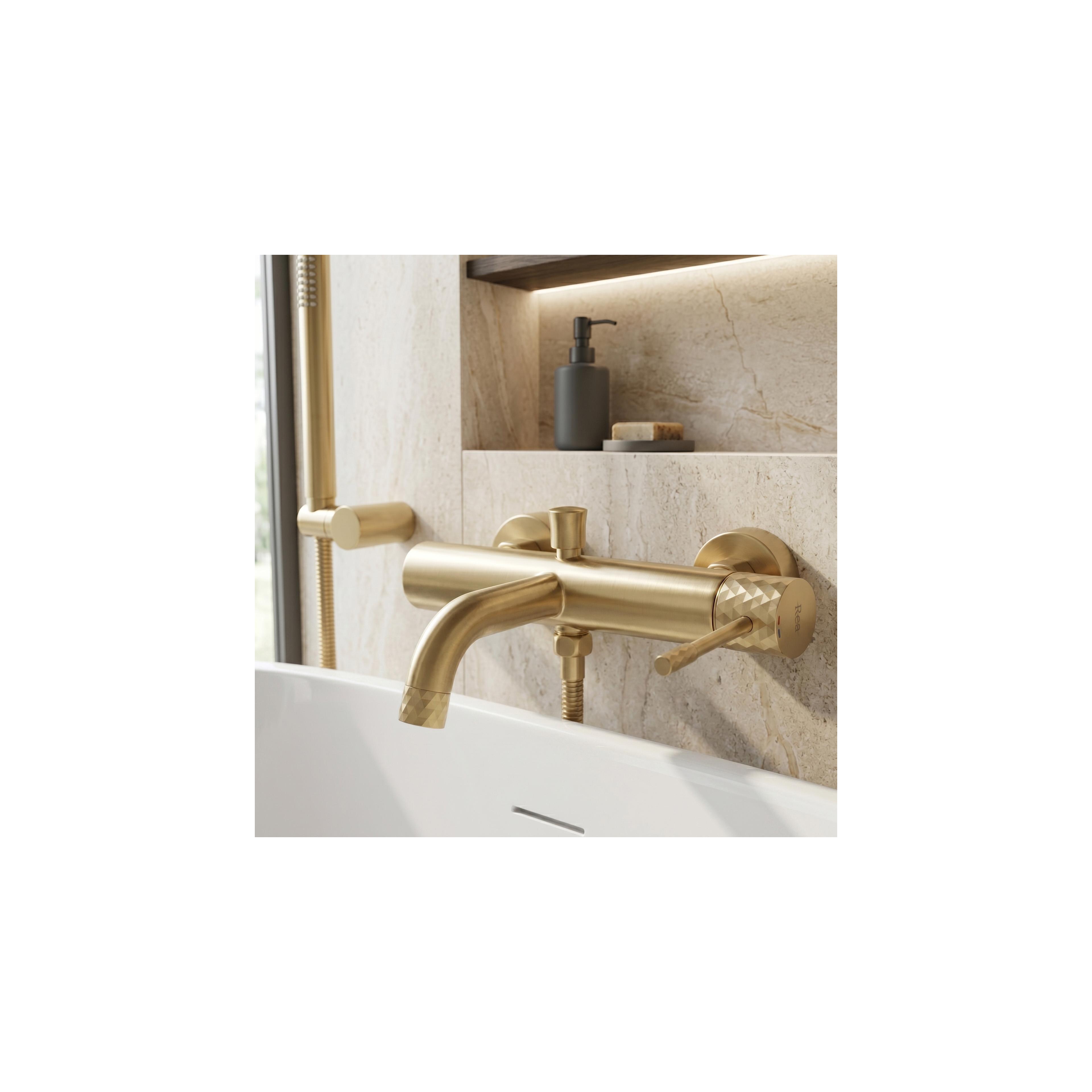 Badkarsblandare Rea Lungo Diamond Brush Gold
