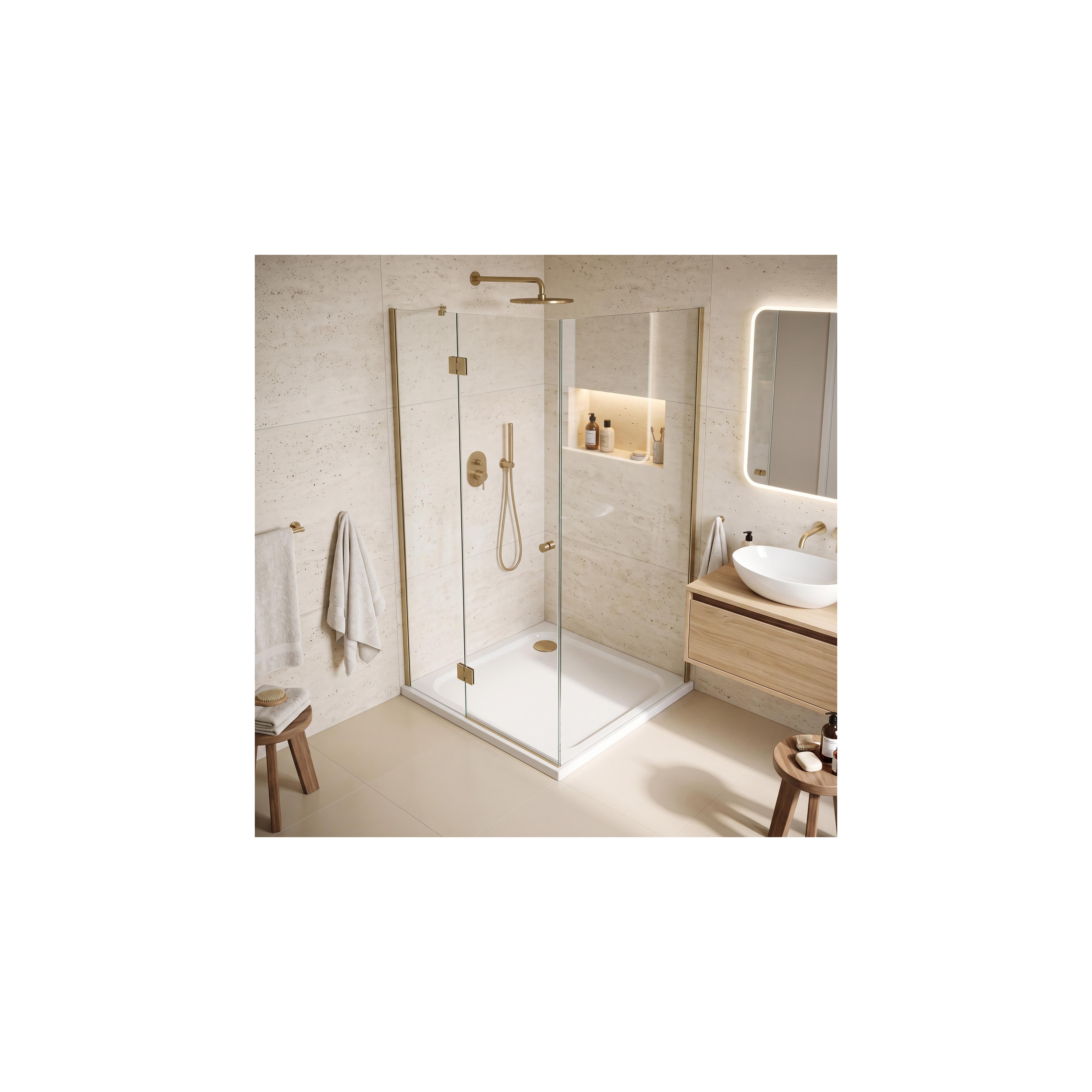 Akrylatbalja för dusch Rea Belmond vit 90x90 Brush Gold