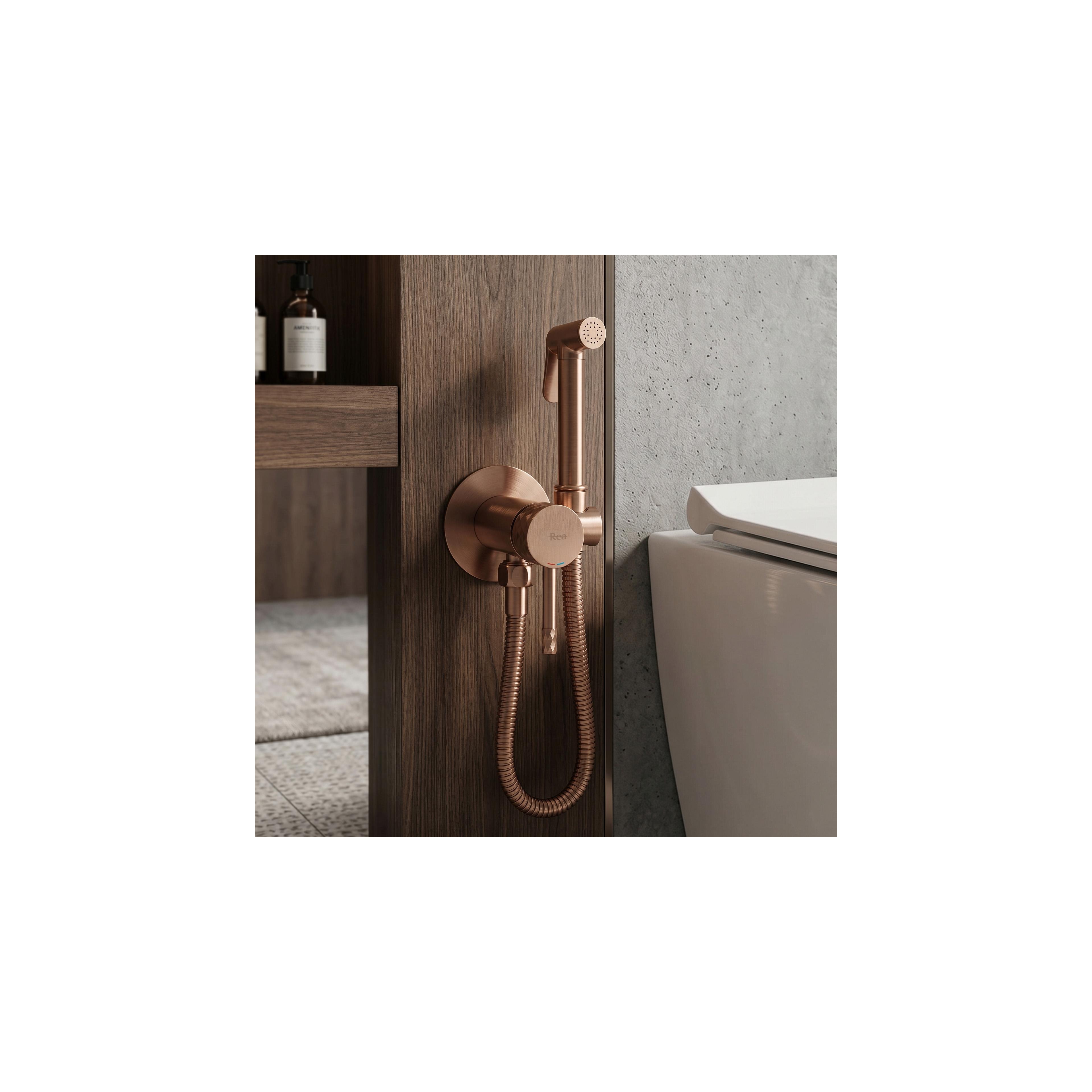 Bidetarmatur REA Lungo Loop Diamond Brush Copper