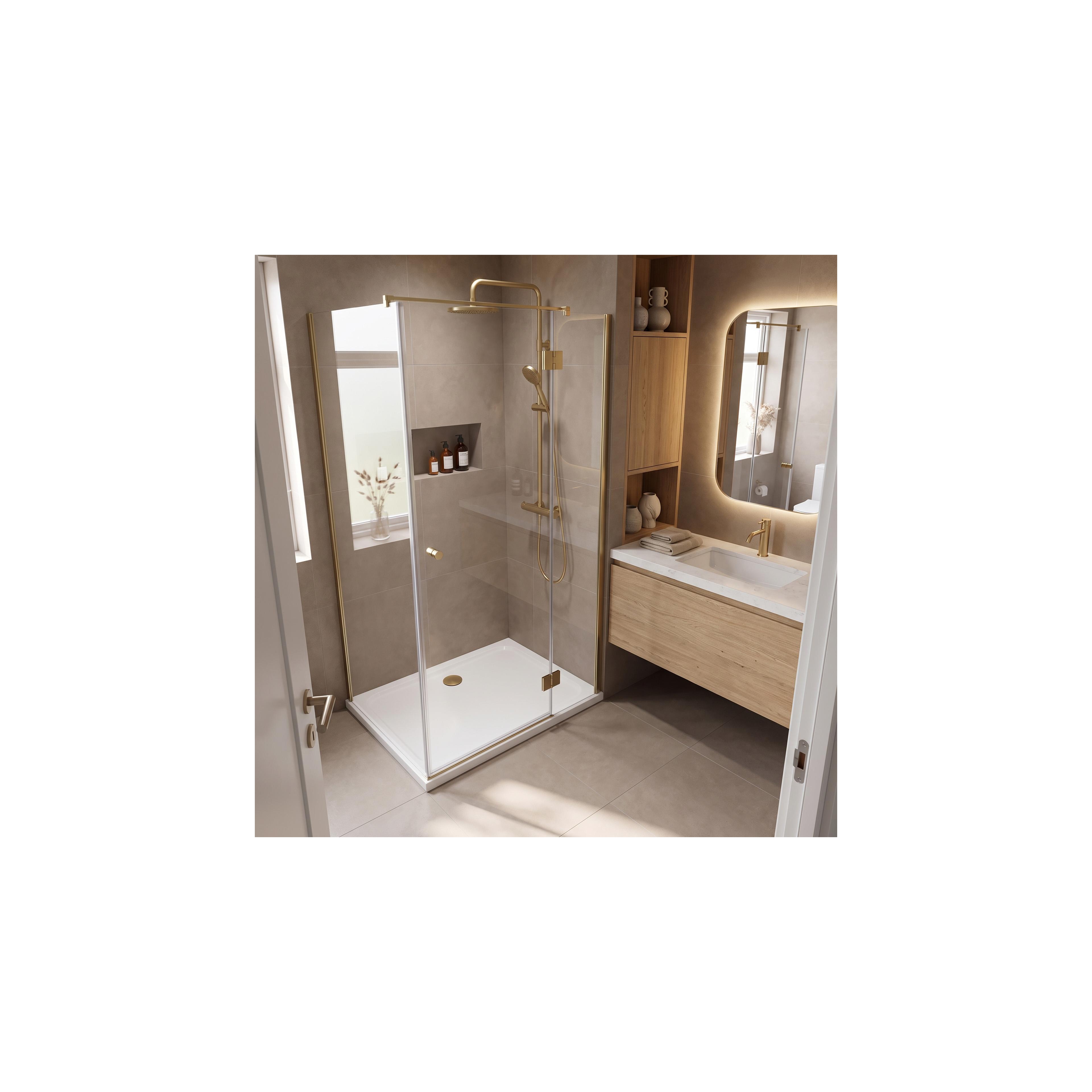 Akrylfat till dusch Rea Belmond vit 80x100 Brush Gold