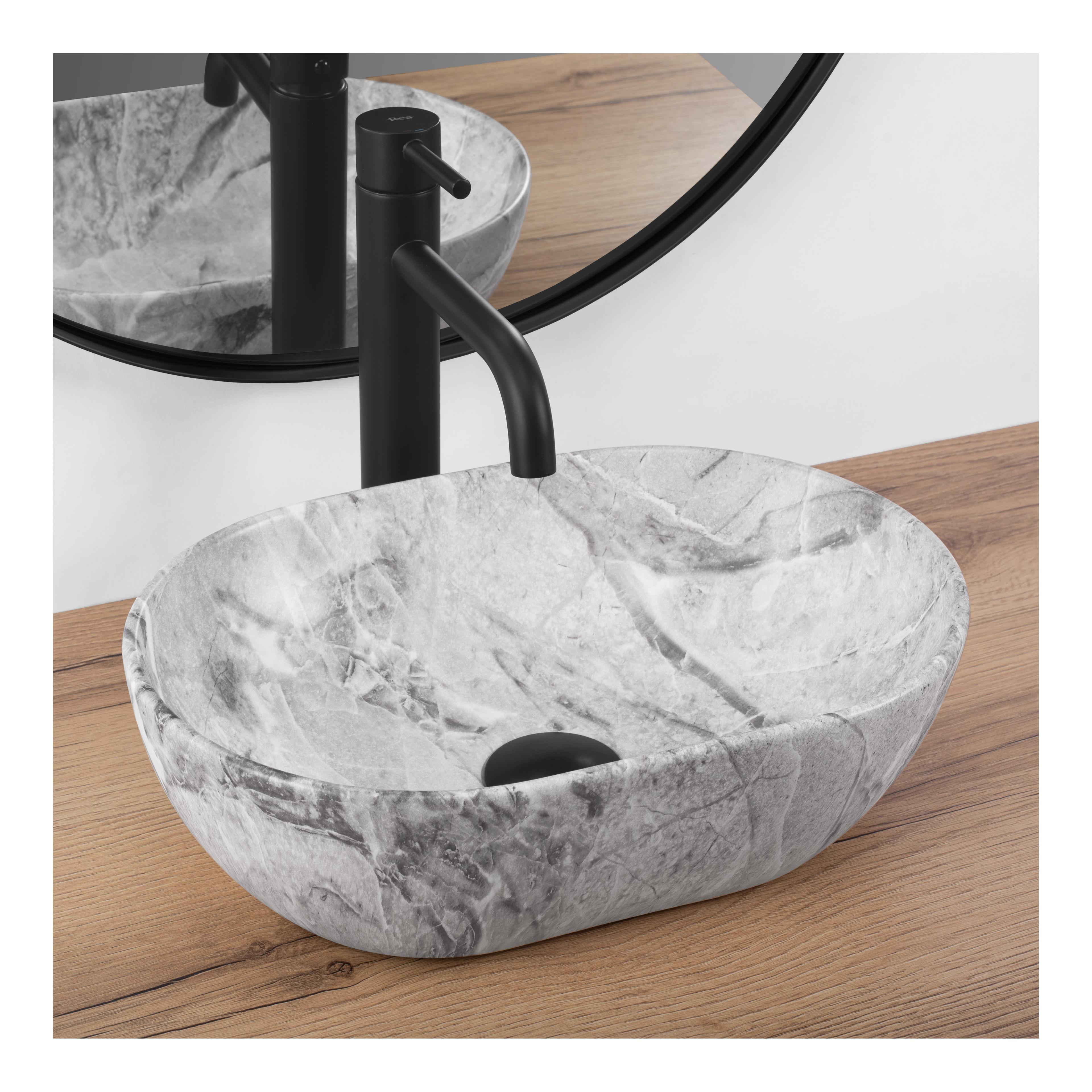 Νιπτήρας  Rea AMELIA MINI STONE MATT 38 x 26 x 12 εκ