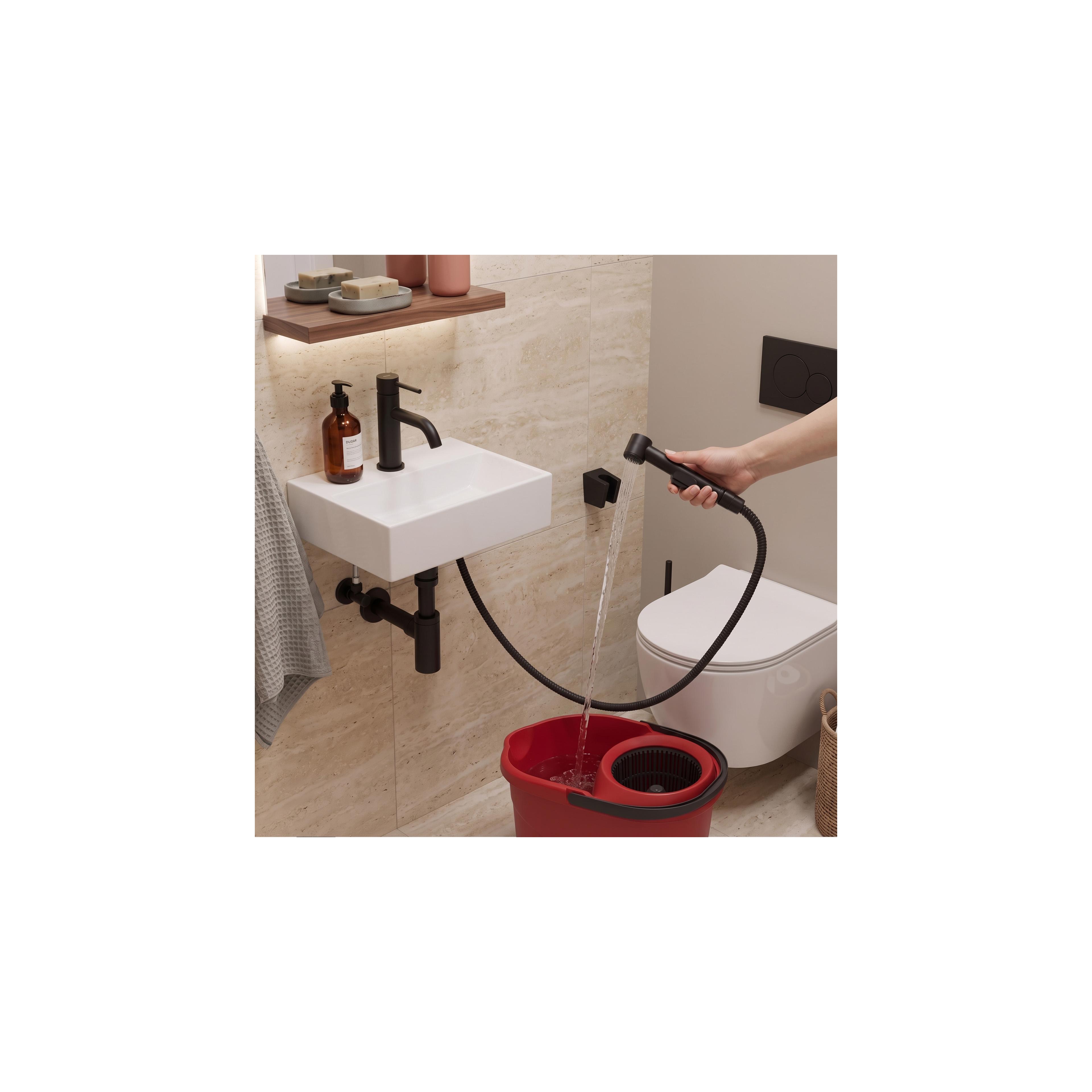 Waschtischarmatur mit Bidetta Rea Lungo Black