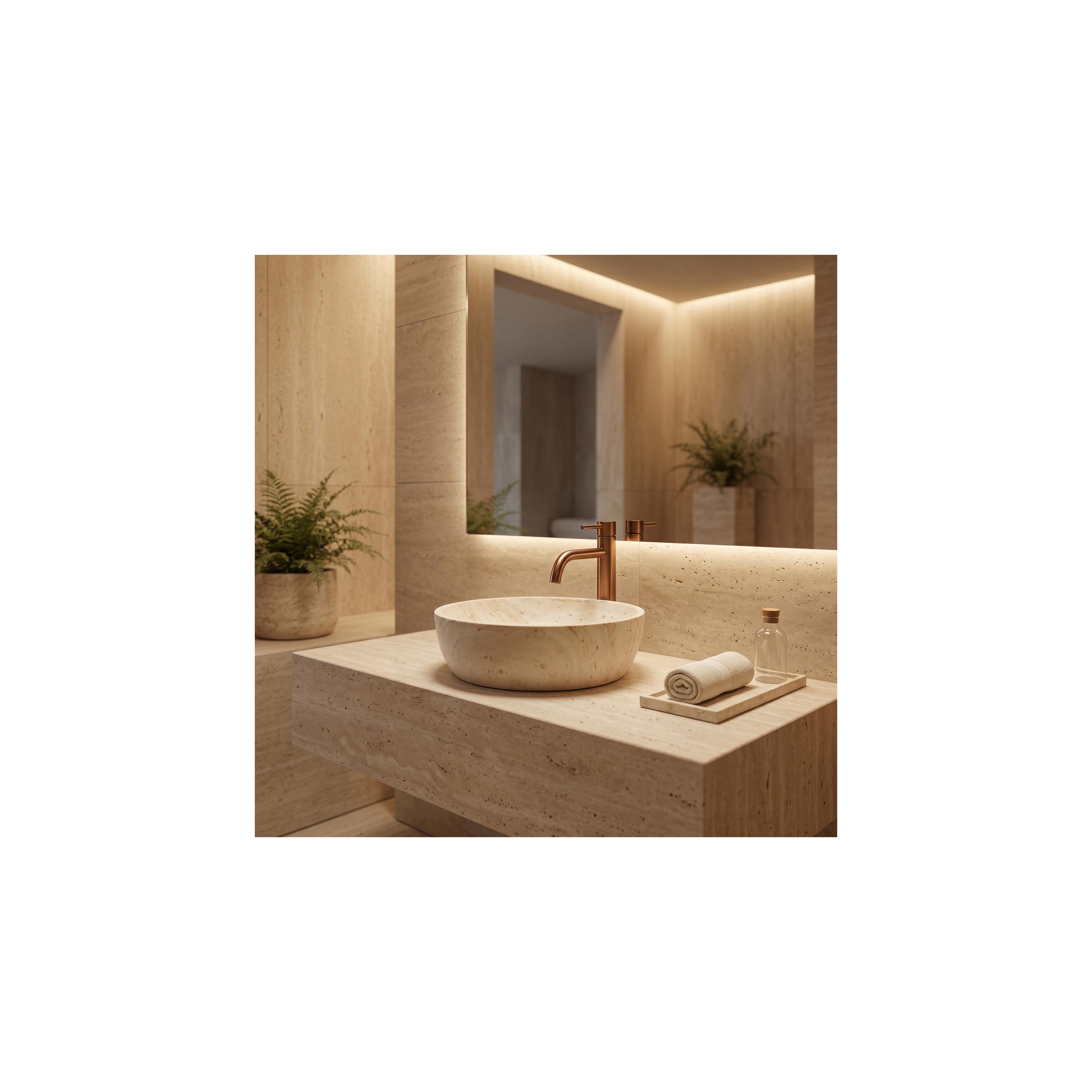 Aufsatzwaschbecken Rea Amelia Travertine Classic 48
