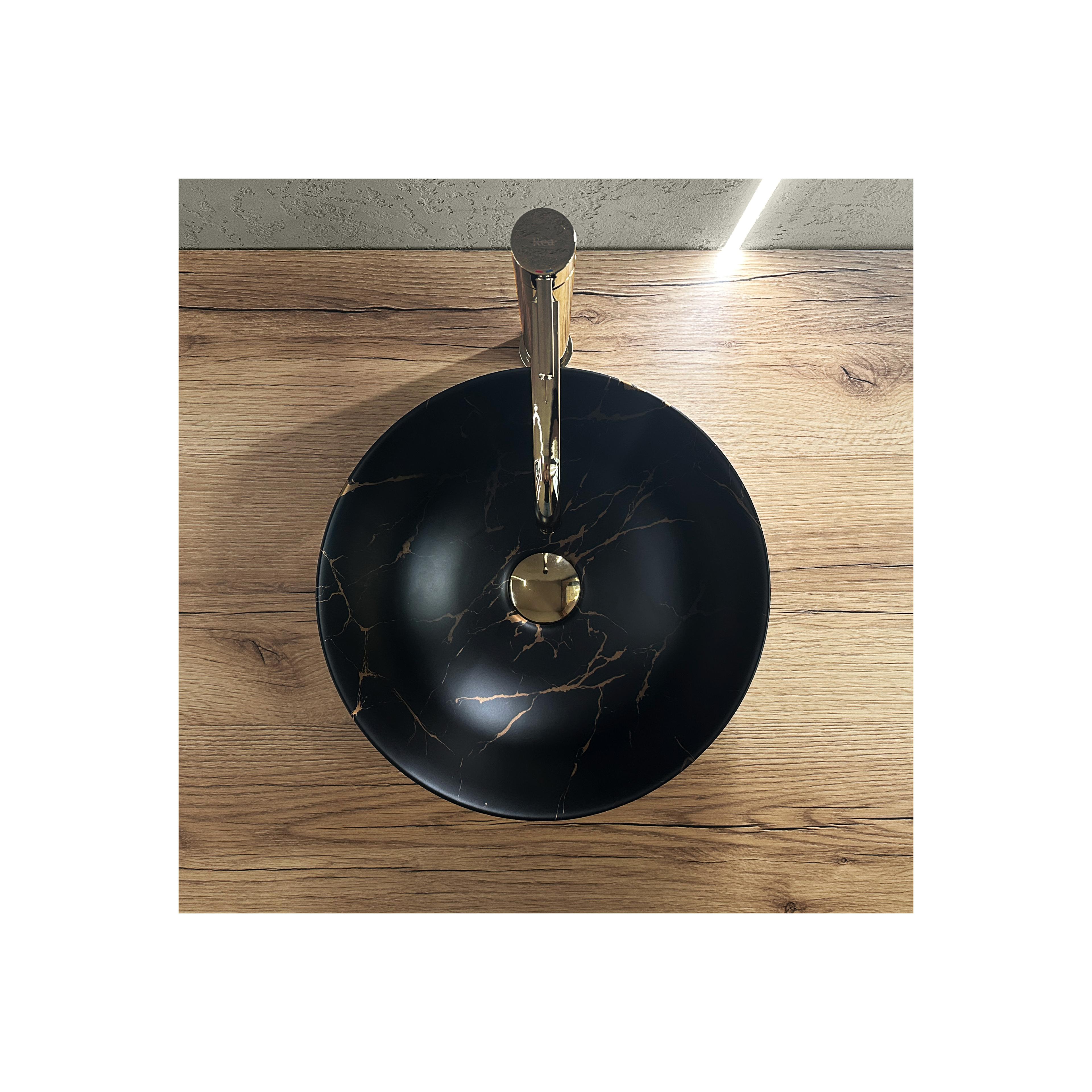 Aufsatzwaschbecken Rea Nadia Black Marble Brush