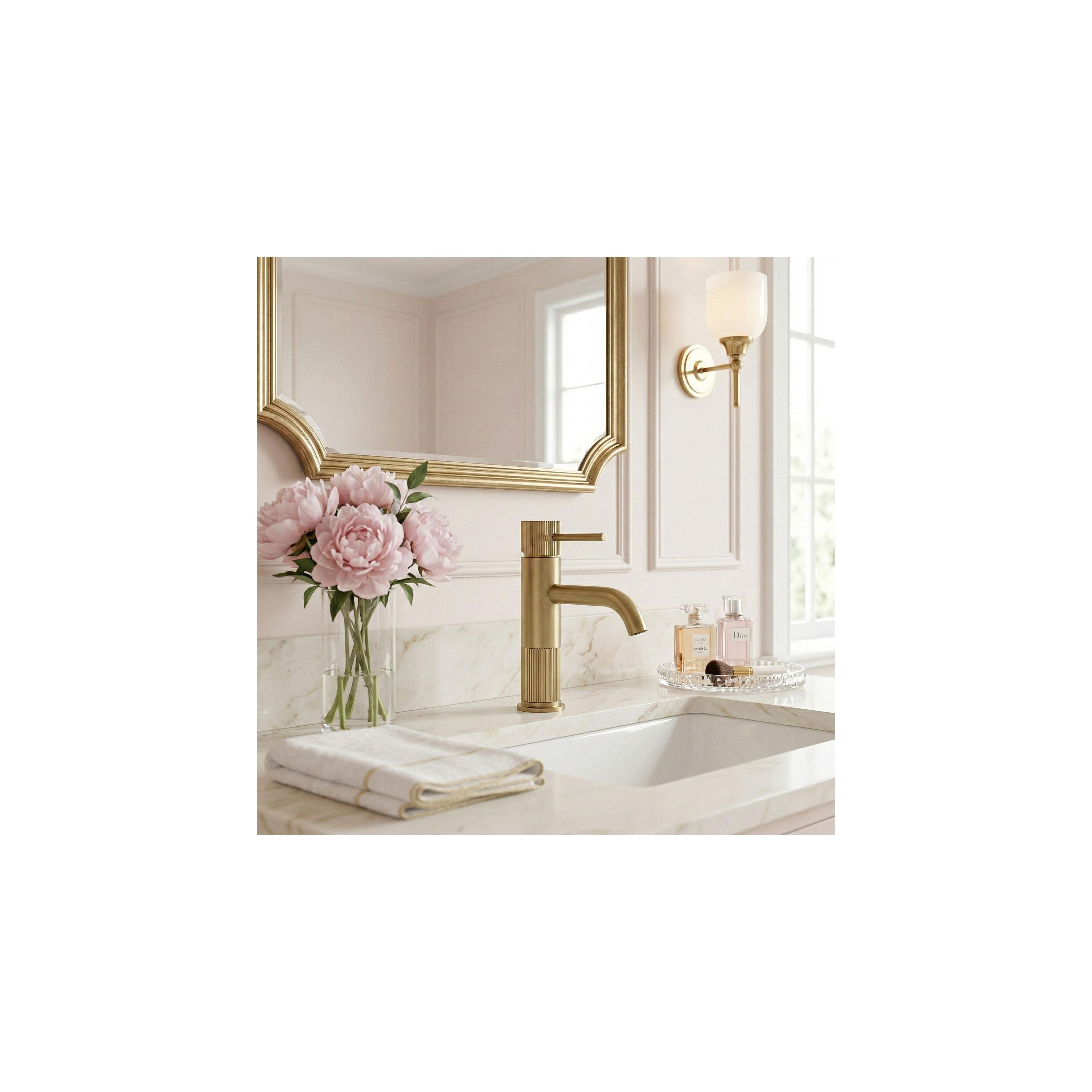 Waschbeckenarmatur Rea Lungo Stripe Brush Gold Low