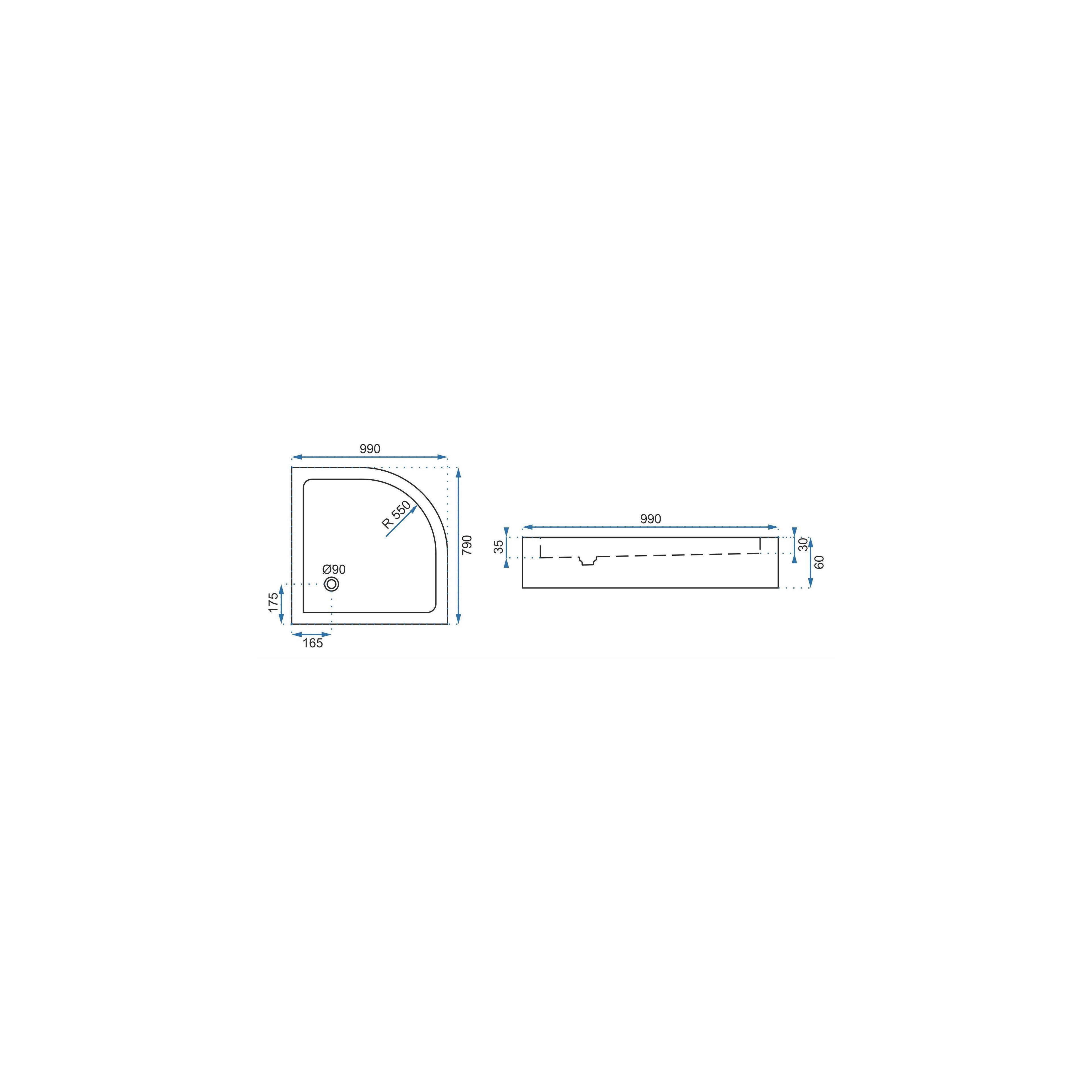 Duschwanne Rea Look White 80x100