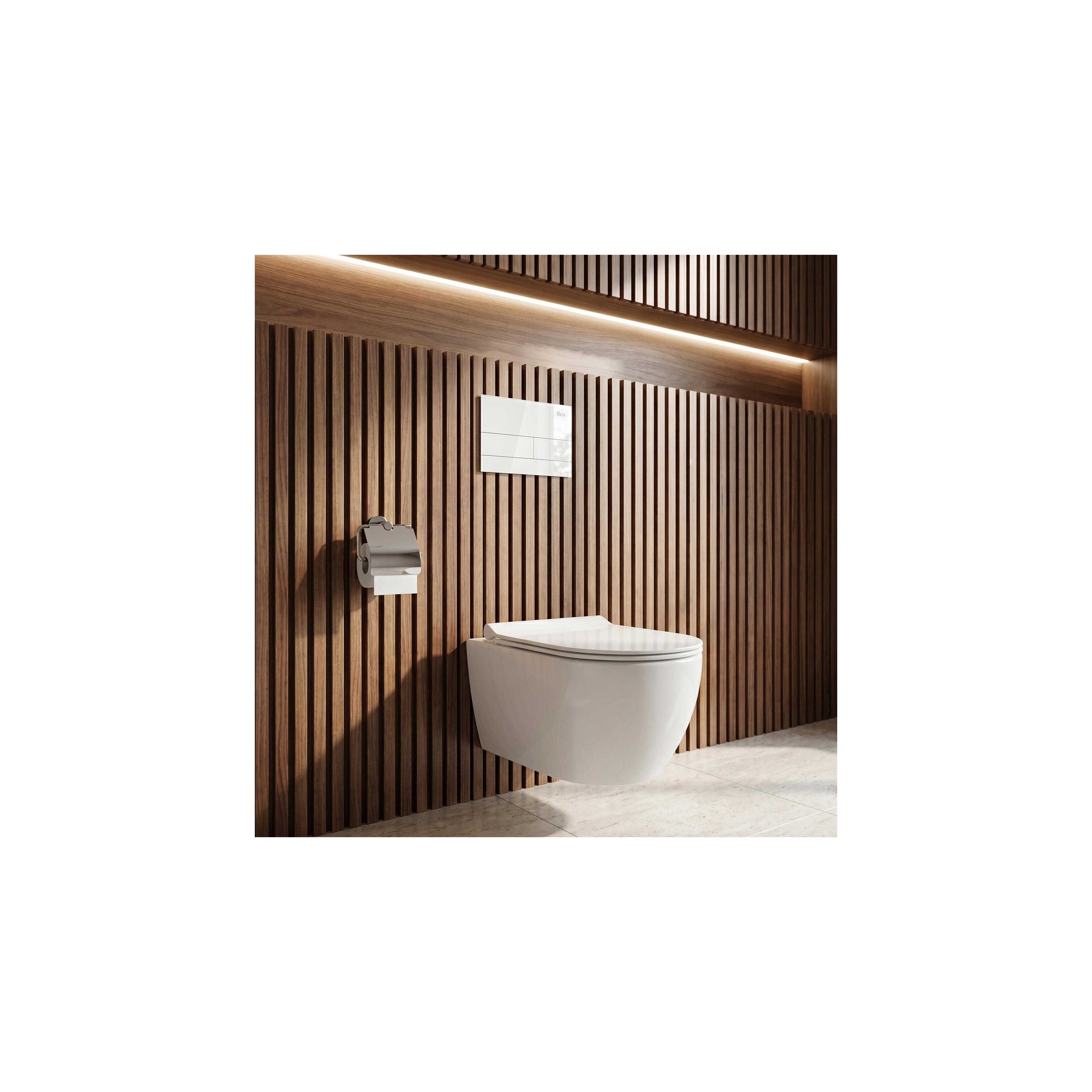Inbyggnadsram Set för WC Slim 024N med T White Glass Spolknapp