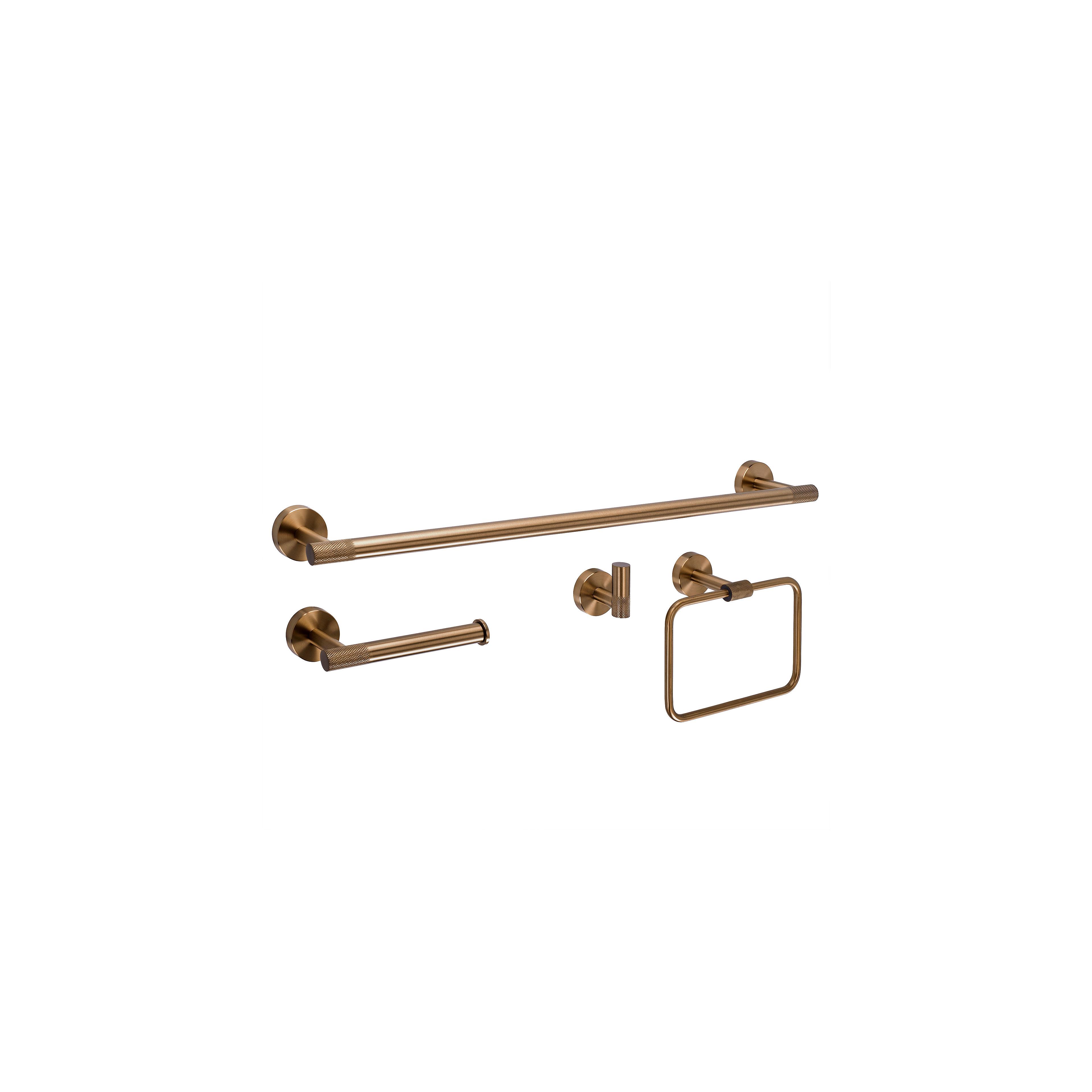 Badezimmer-Accessoire-Set GRID Brush Copper 4-teilig
