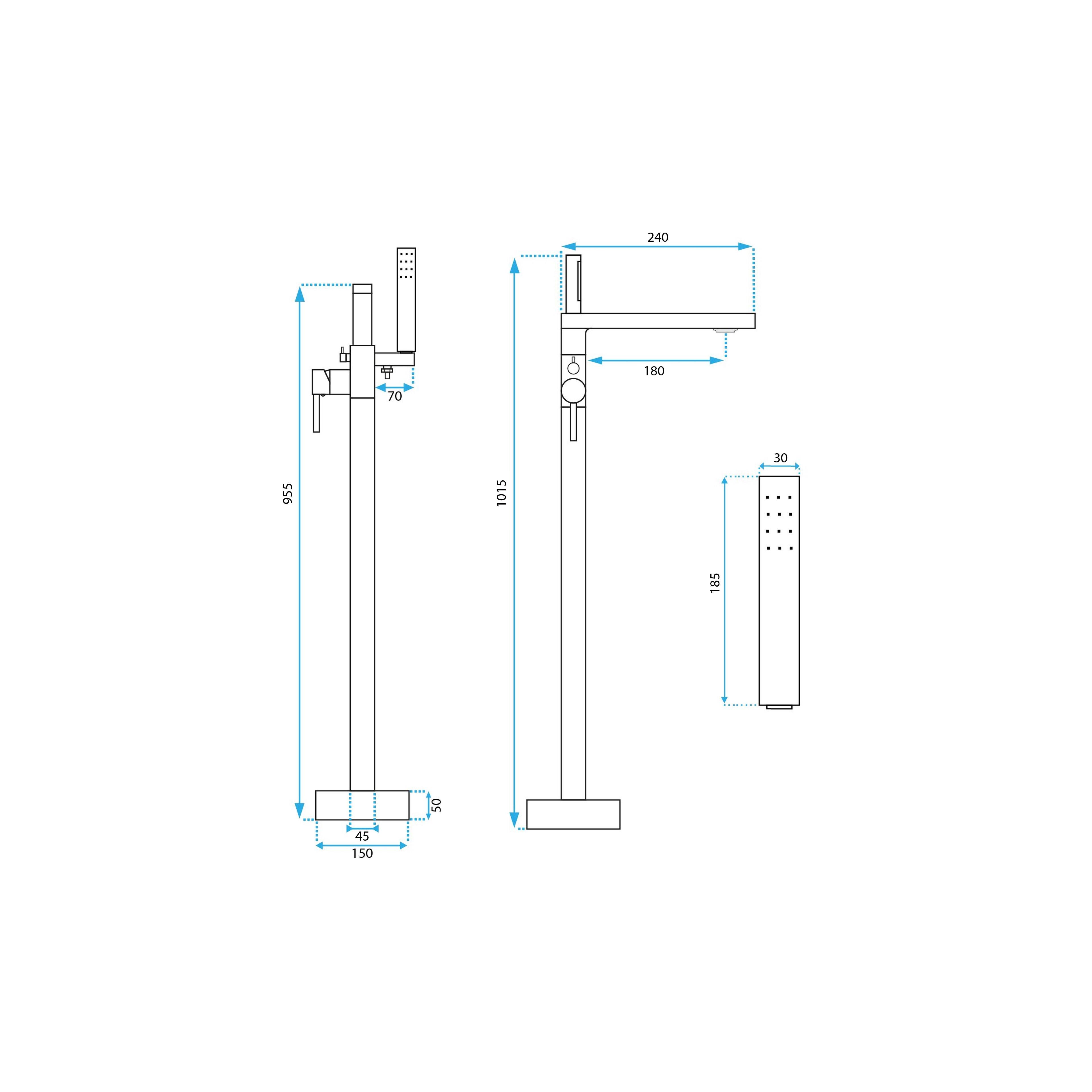Free-standing faucet Rea Logan Brush Gold