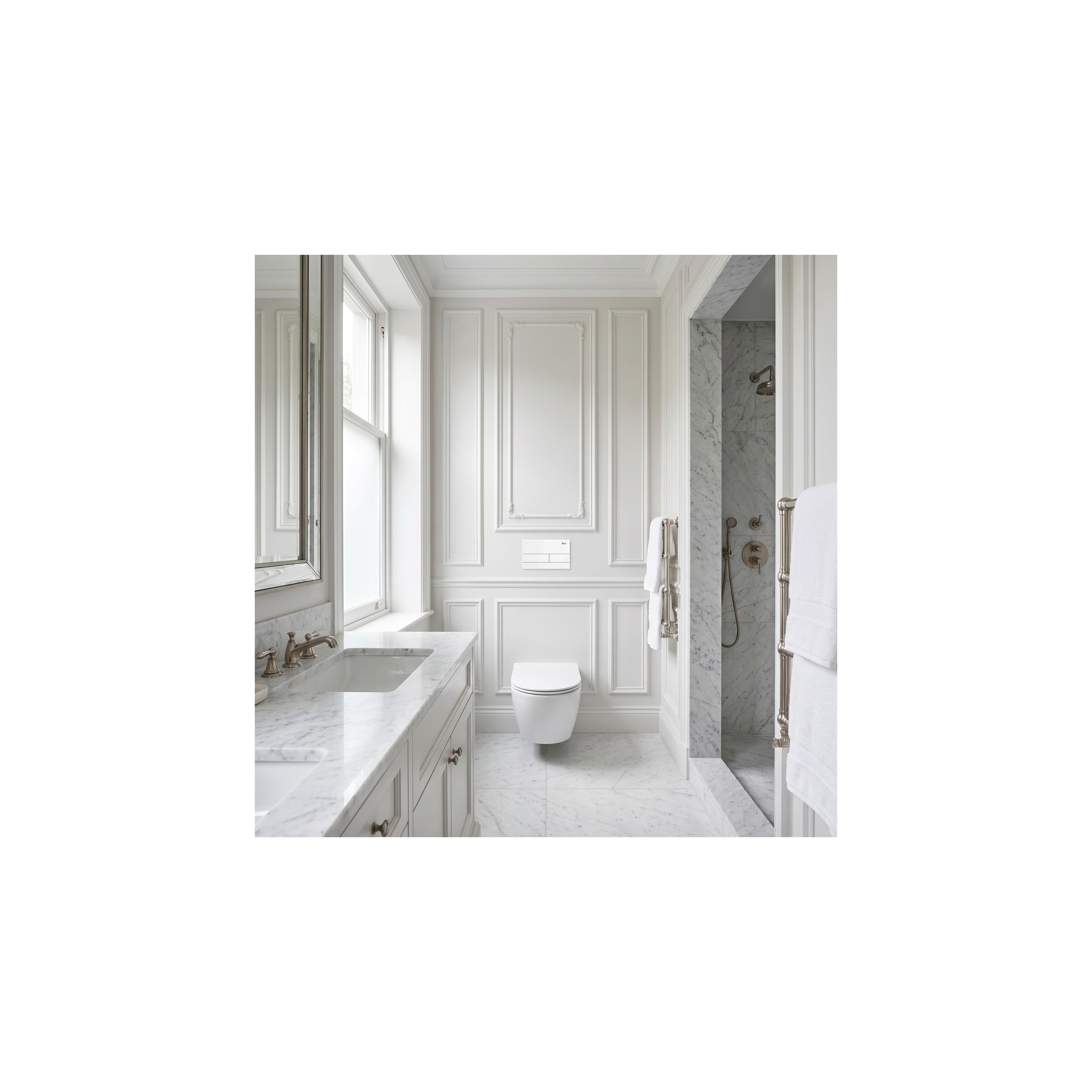 Inbyggnadsram Set för WC Slim 024N med T White Glass Spolknapp