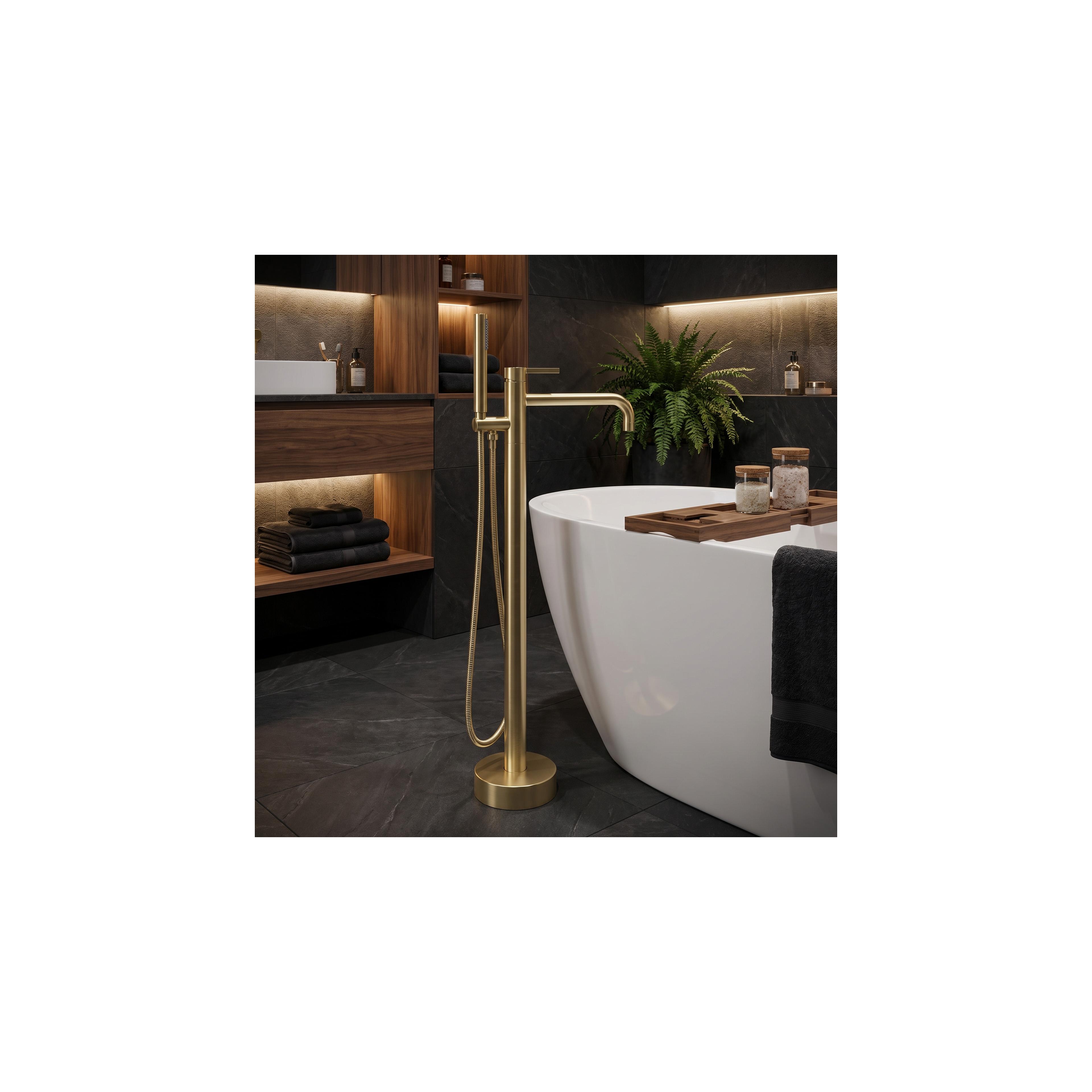 Freistehende Badewannenarmatur Rea Foster Brush Gold