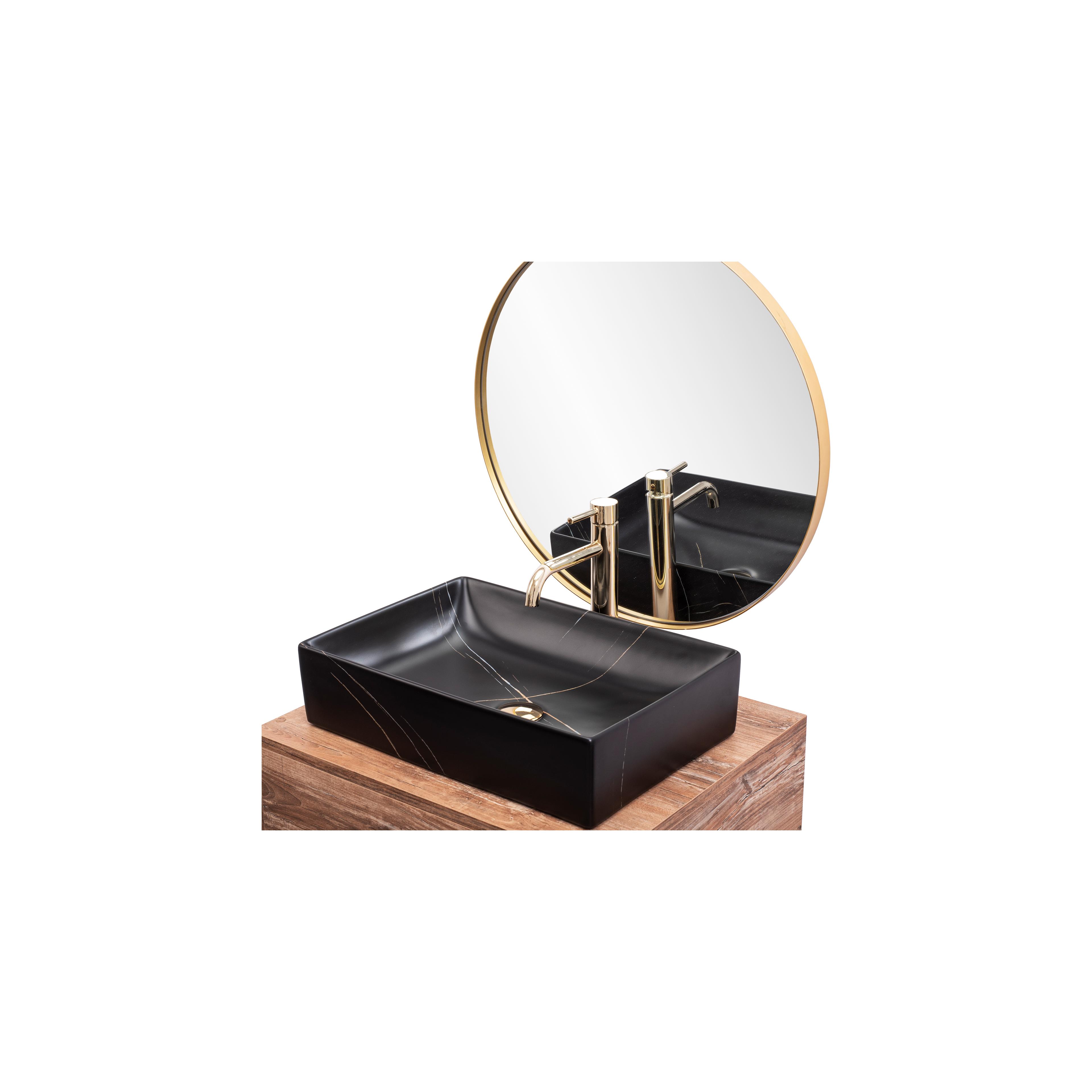 Aufsatzwaschbecken REA Inga Black Marble Mat