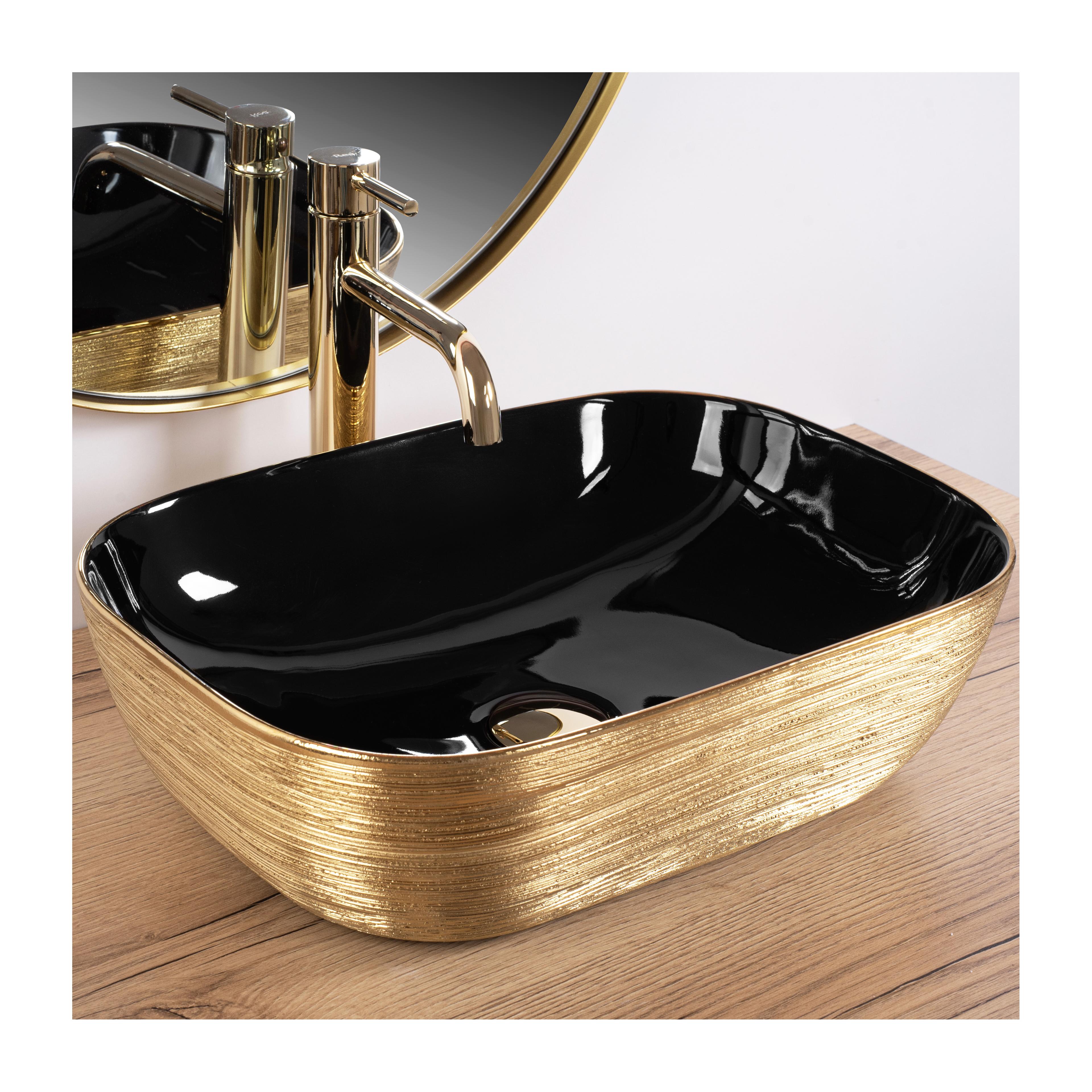 Countertop washbasin Rea Belinda BLACK  BRUSH GOLD