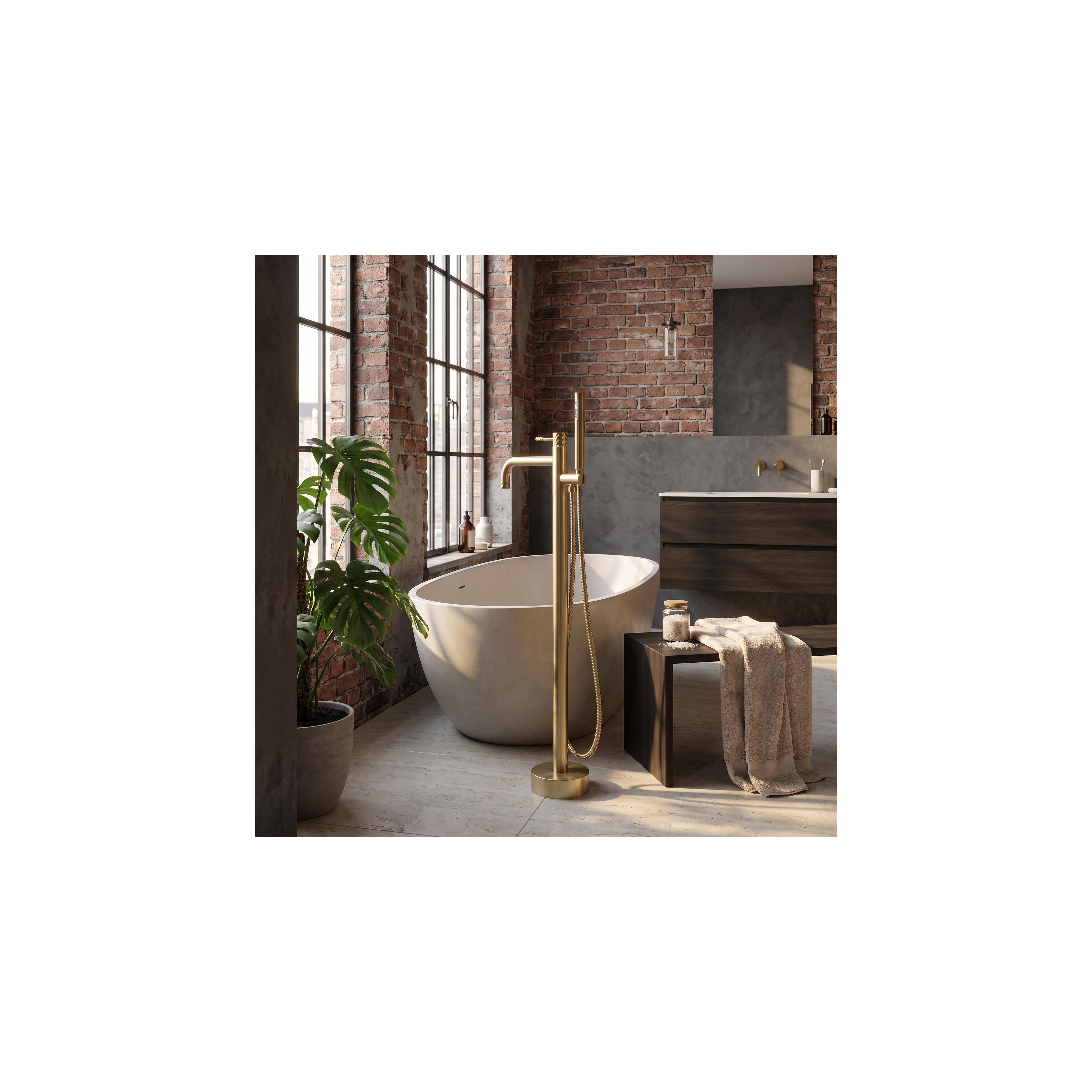 Fristående badkarsblandare Rea Lungo Diamond Brush Gold