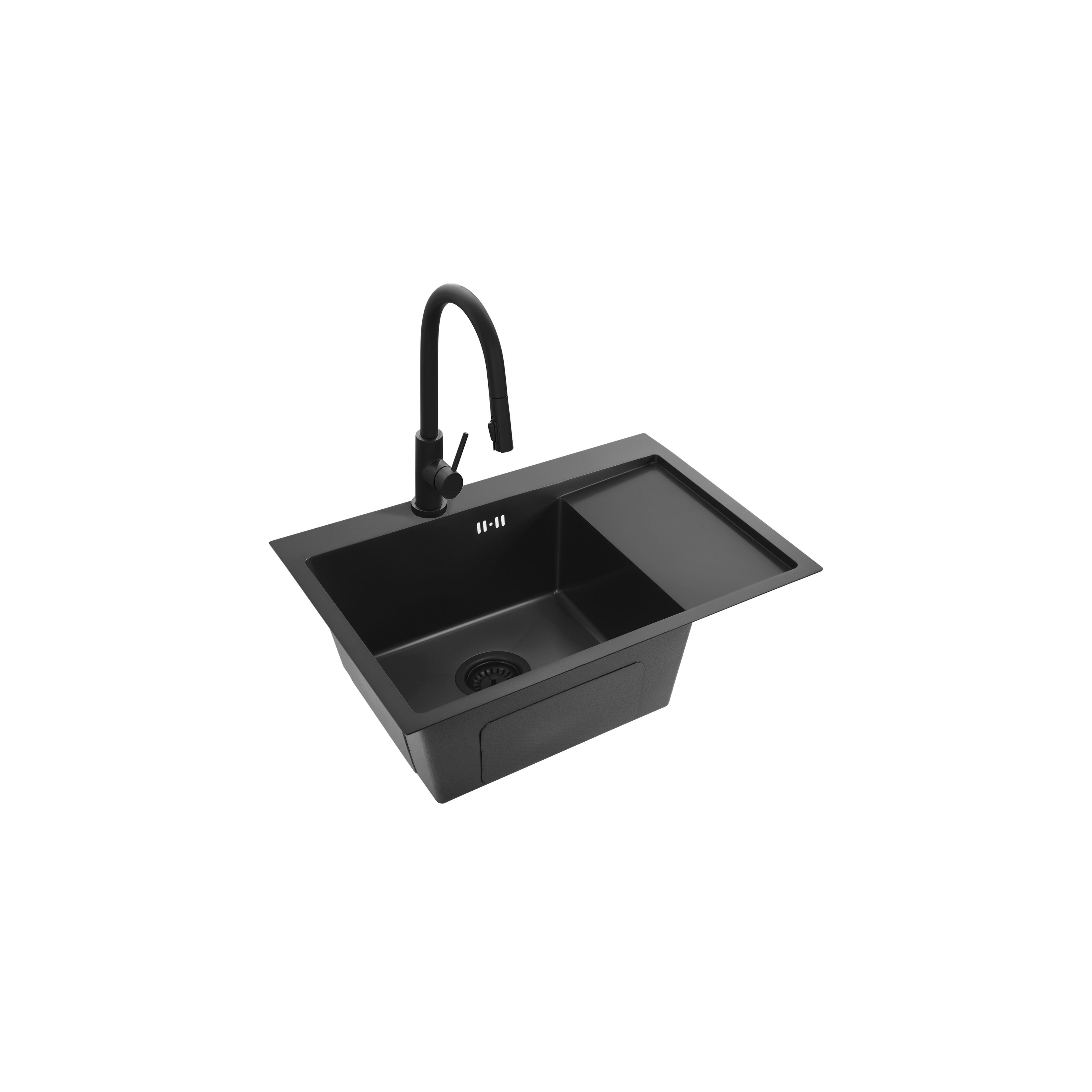 Jekleno pomivalno korito Fin Black