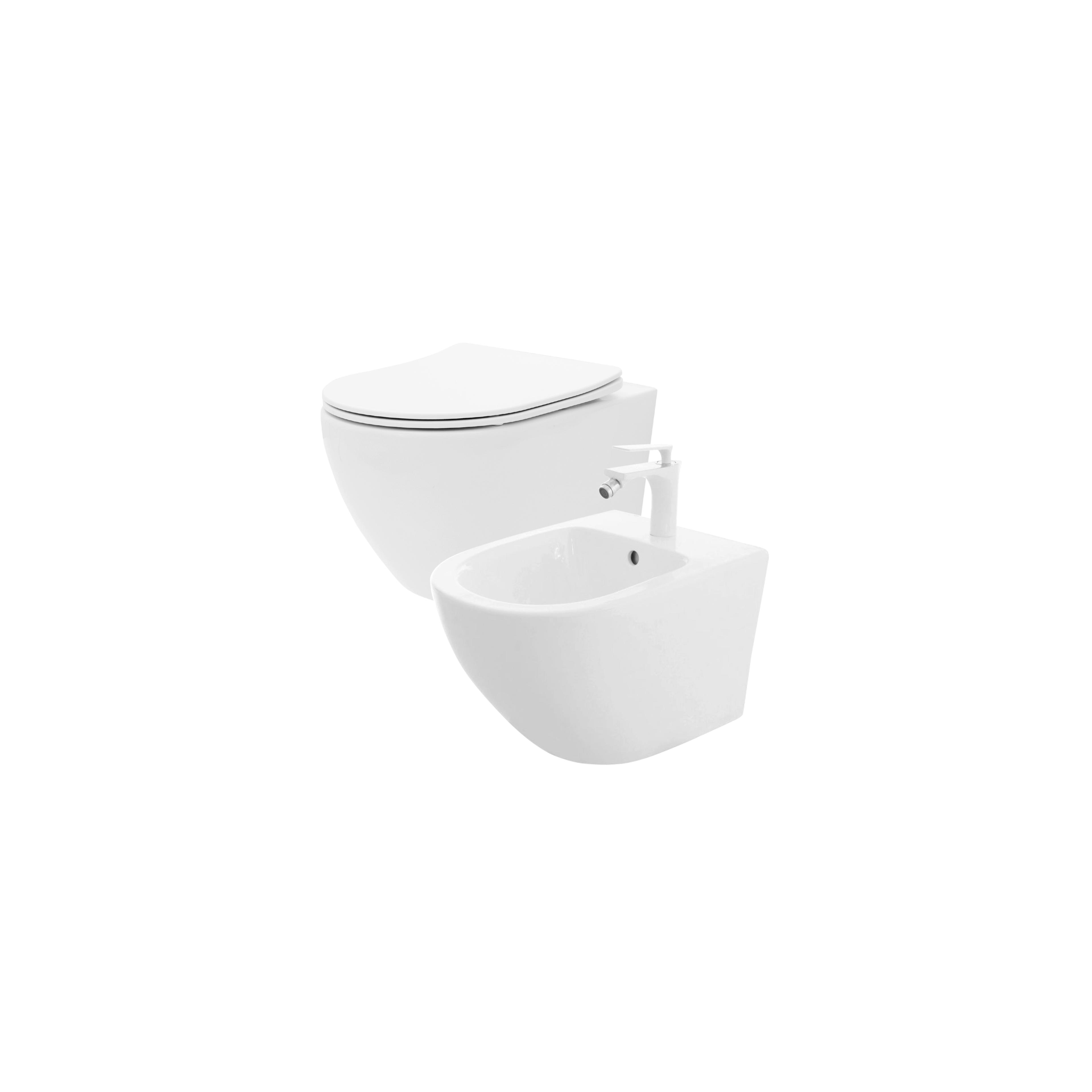 Toilet bowl WC Carlo Flat Mini Rimless + Bidet Carlo Mini