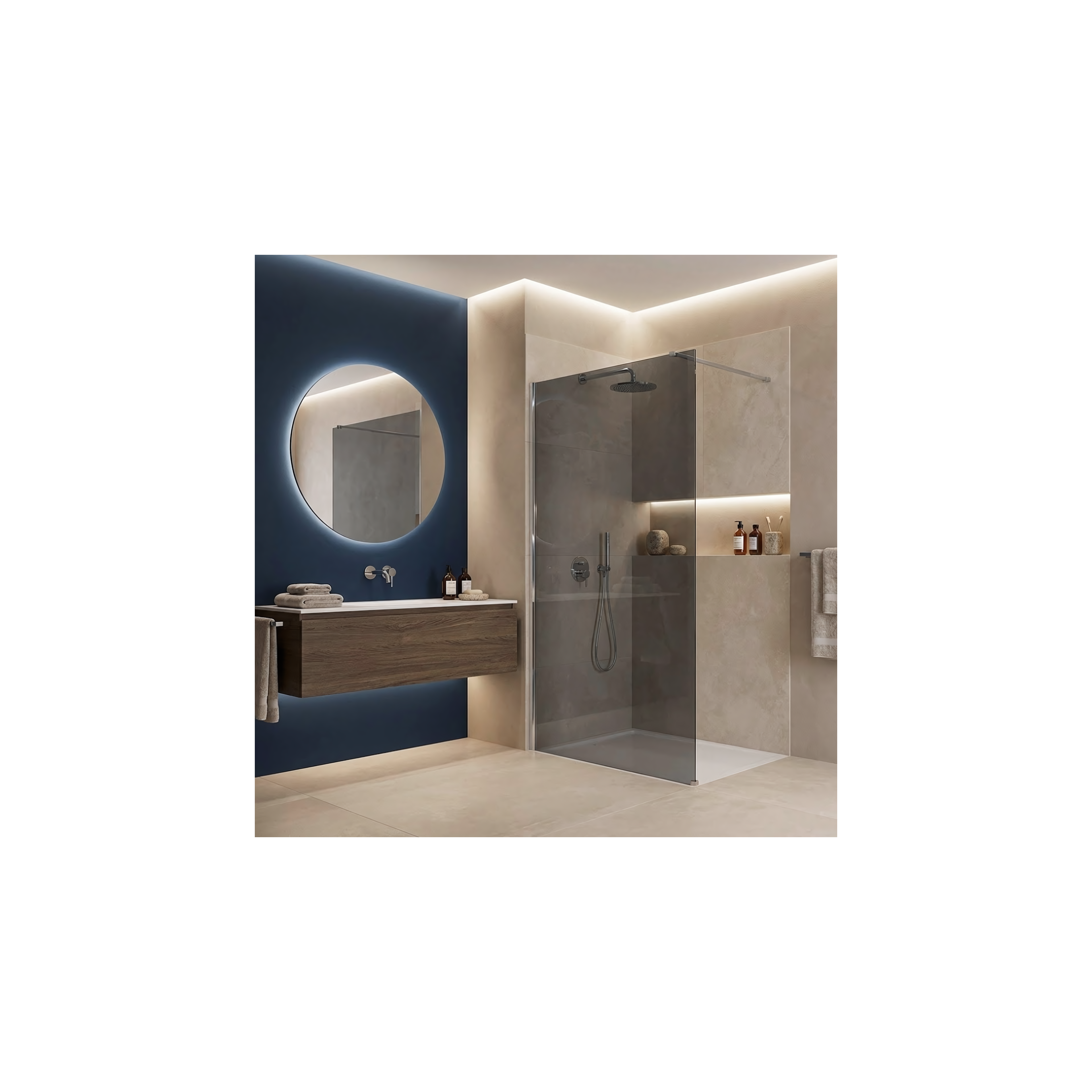 Duschvägg Walk-In Rea Flexi Grey / Chrome 90