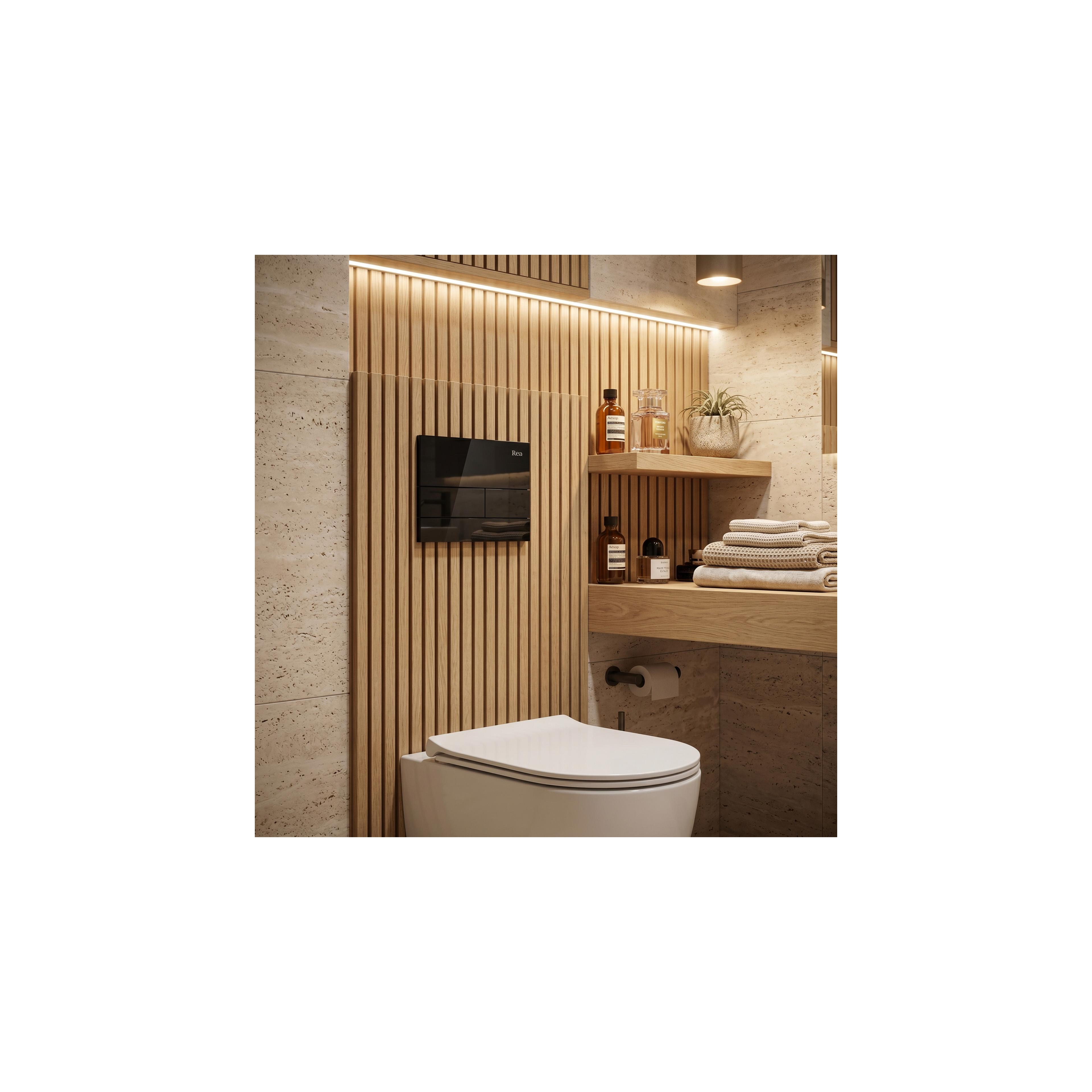 Concealed WC Frame Set Slim 024N with T White Glass Button