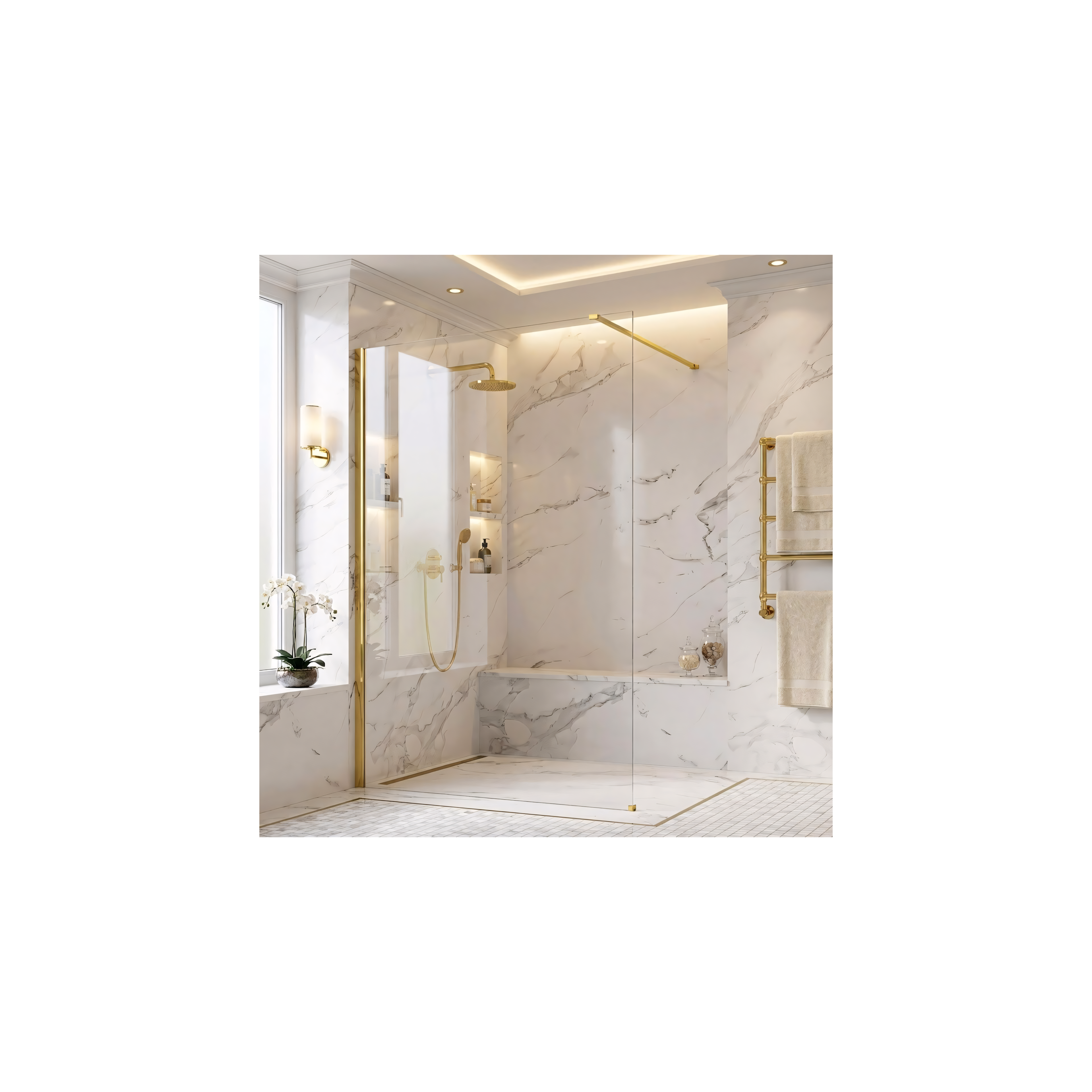 Tuš zaslon Rea Flexi Transparent / Gold 110