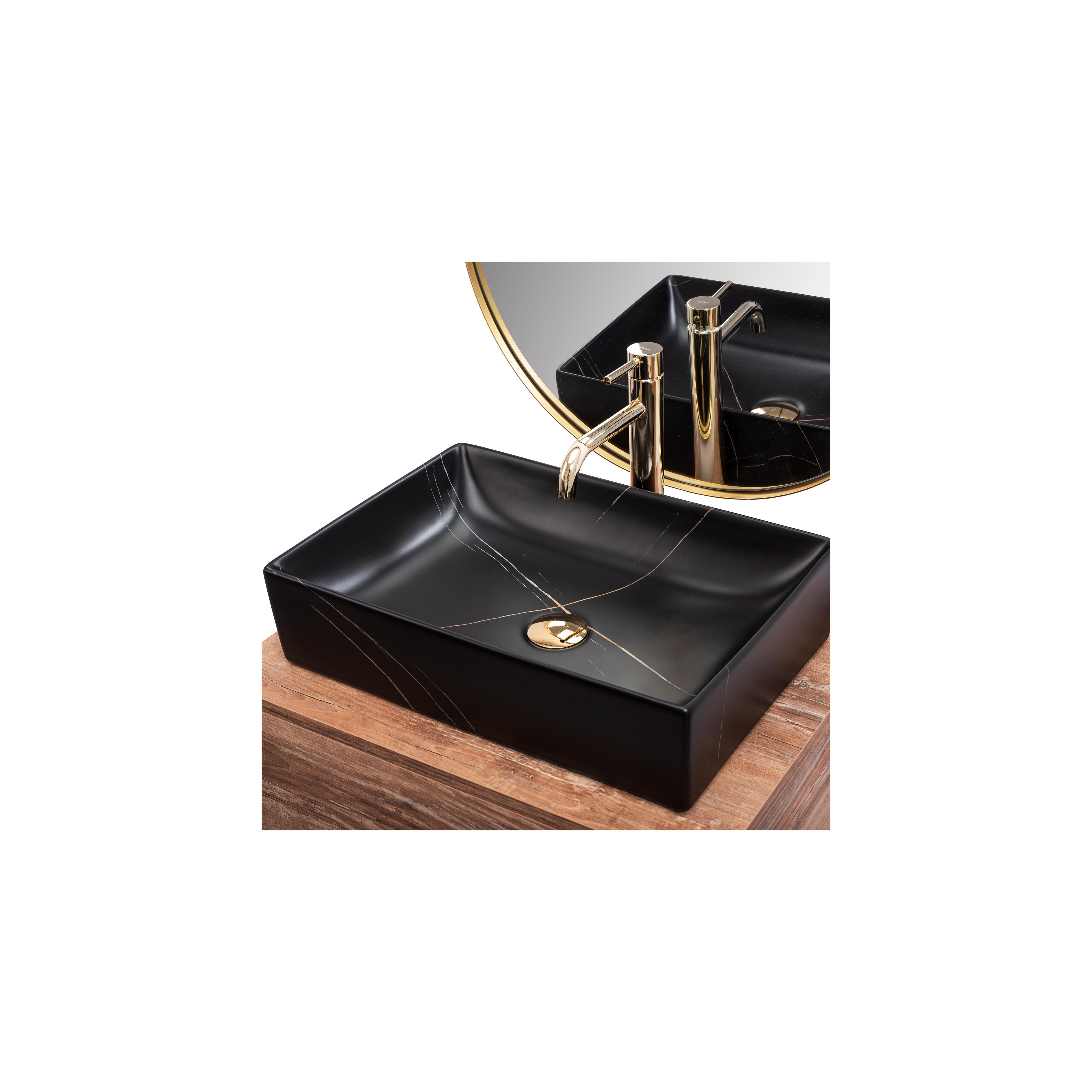 Aufsatzwaschbecken REA Inga Black Marble Mat