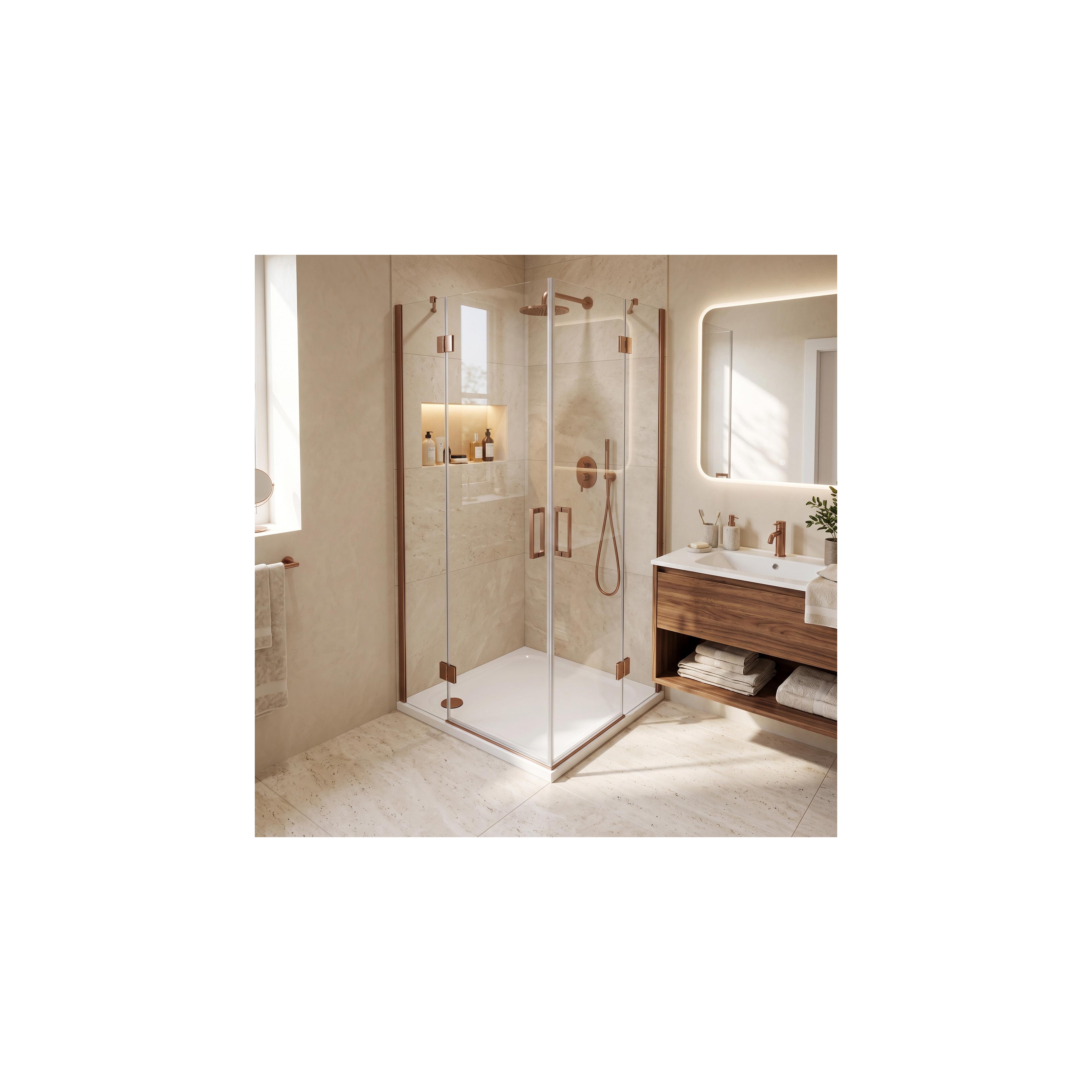 Akrylbricka för dusch Rea Belmond vit 80x80 Brush Copper