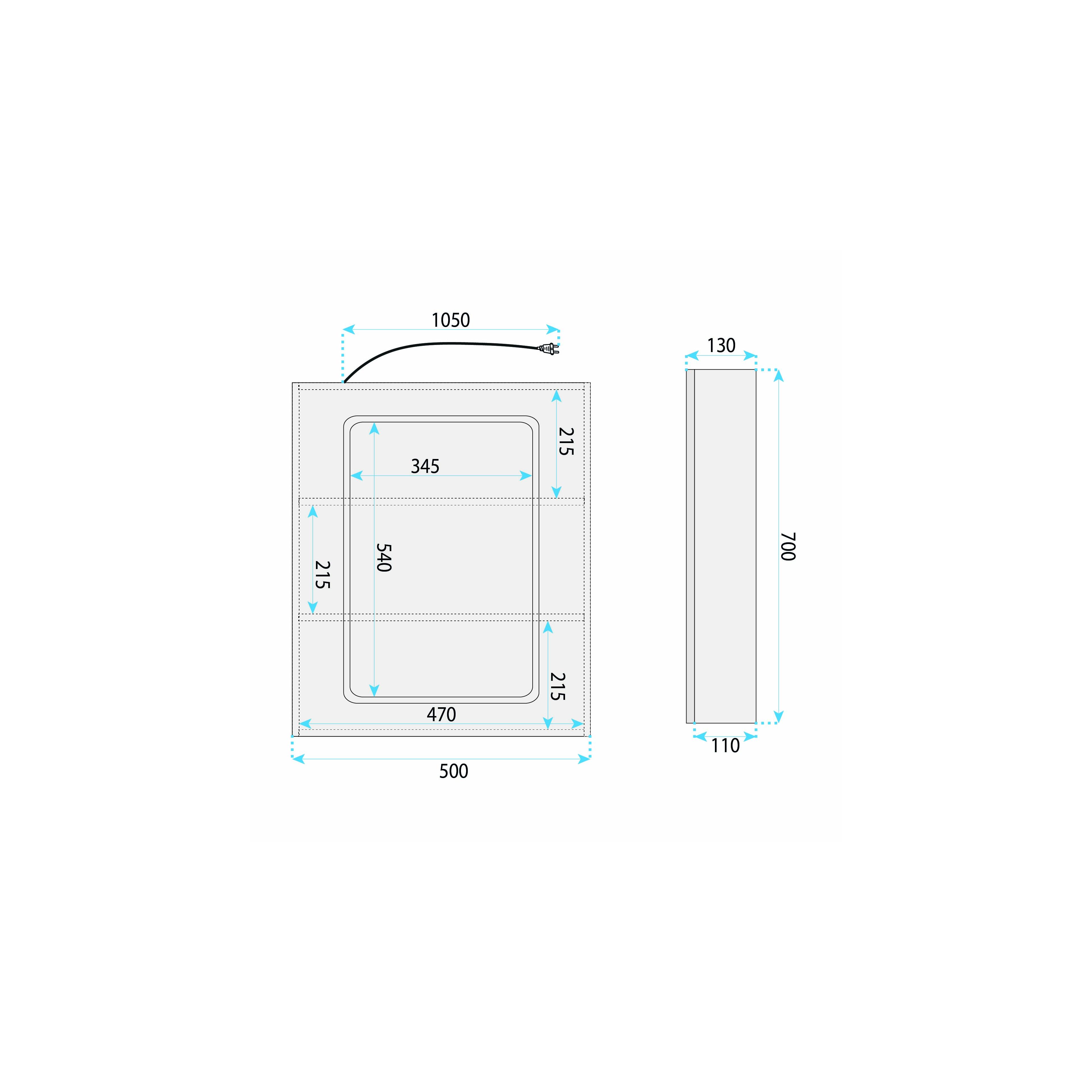 LED mirror cabinet Rea Zenit 70x50cm