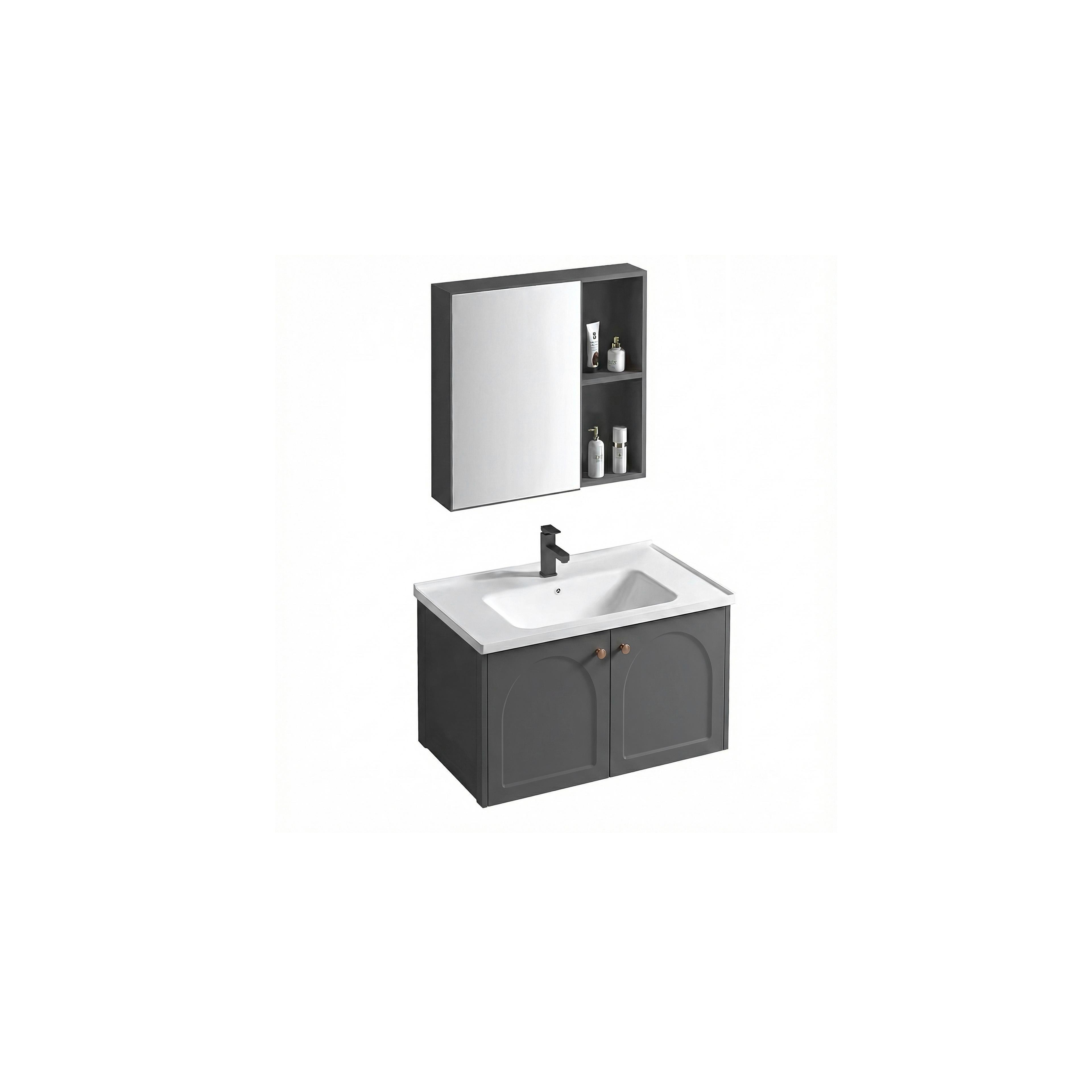 Badezimmermöbel-Set mit Waschbecken Denver 60cm Grey