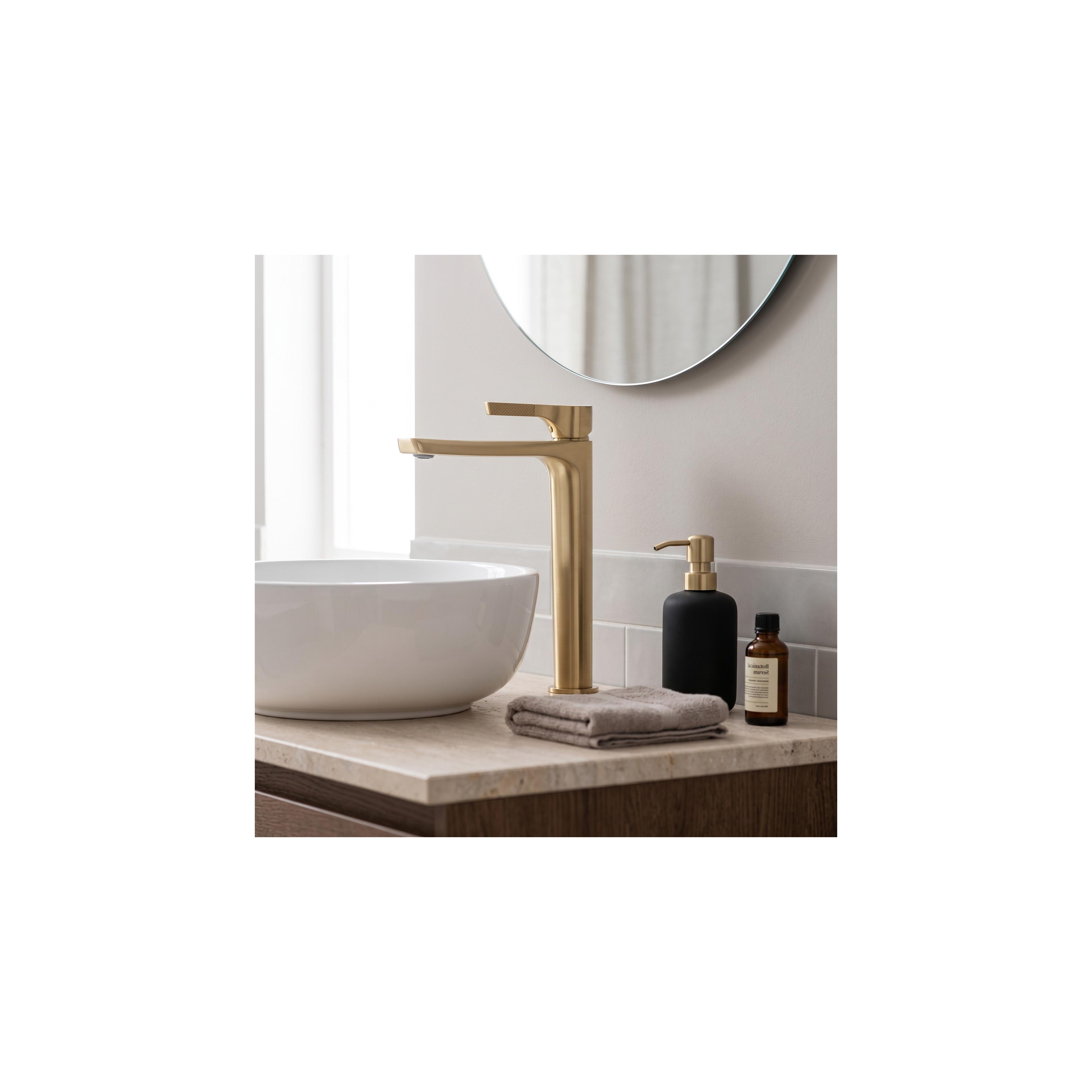 Waschbeckenarmatur PREMIUM Rea Maxim Brush Gold High