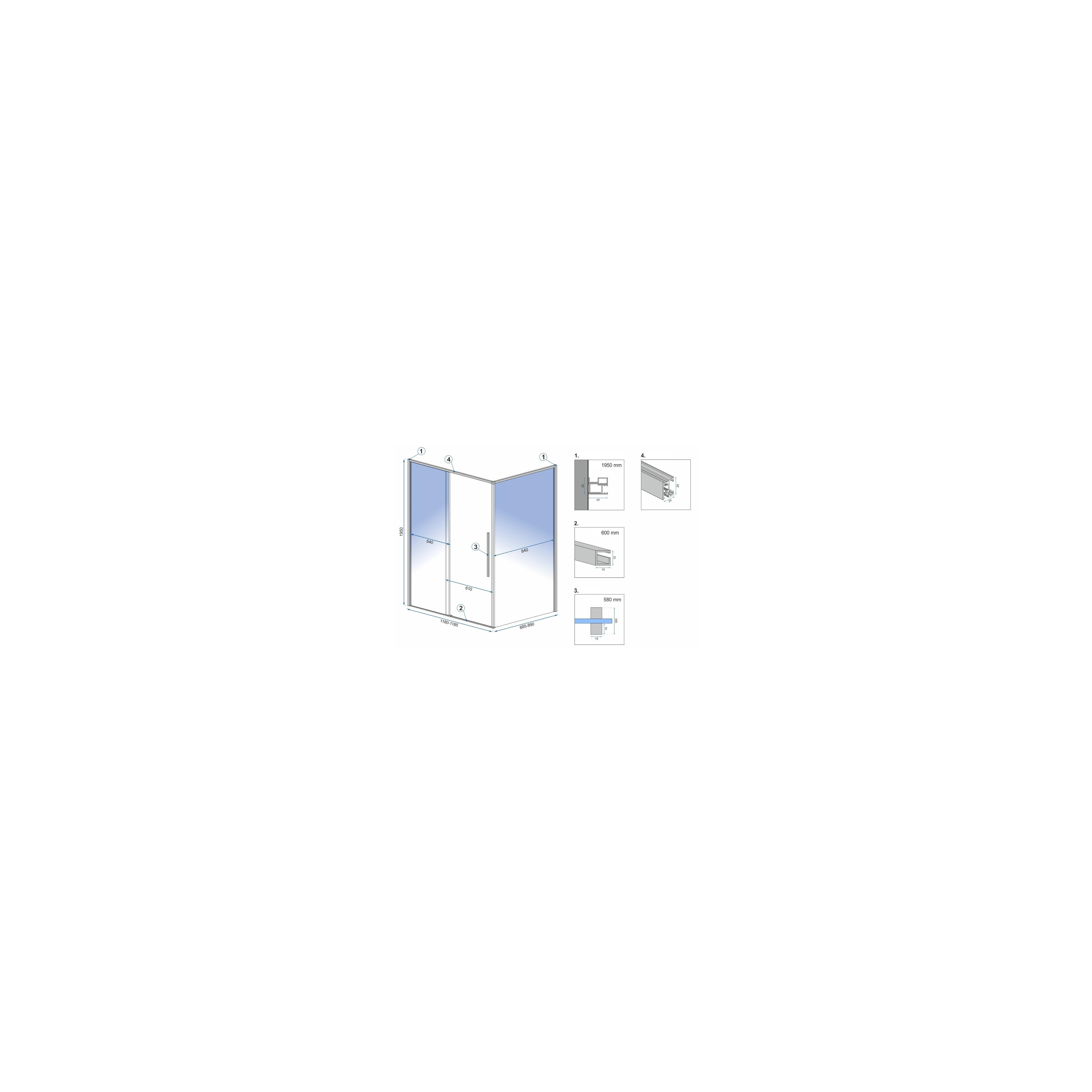 Cabine de douche SOLAR GOLD 120x90