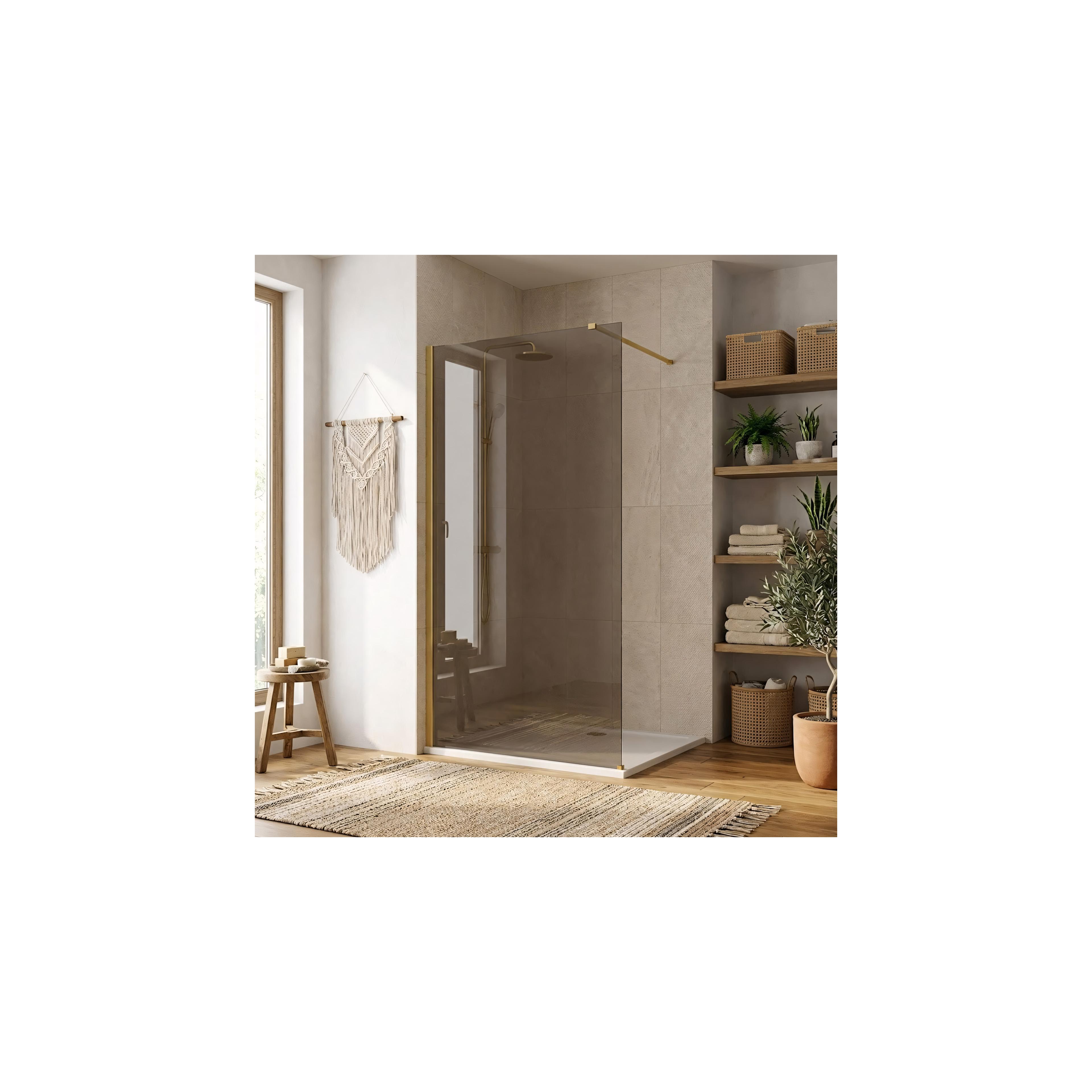 Tuš zaslon Rea Flexi Brown / Brush Gold 90