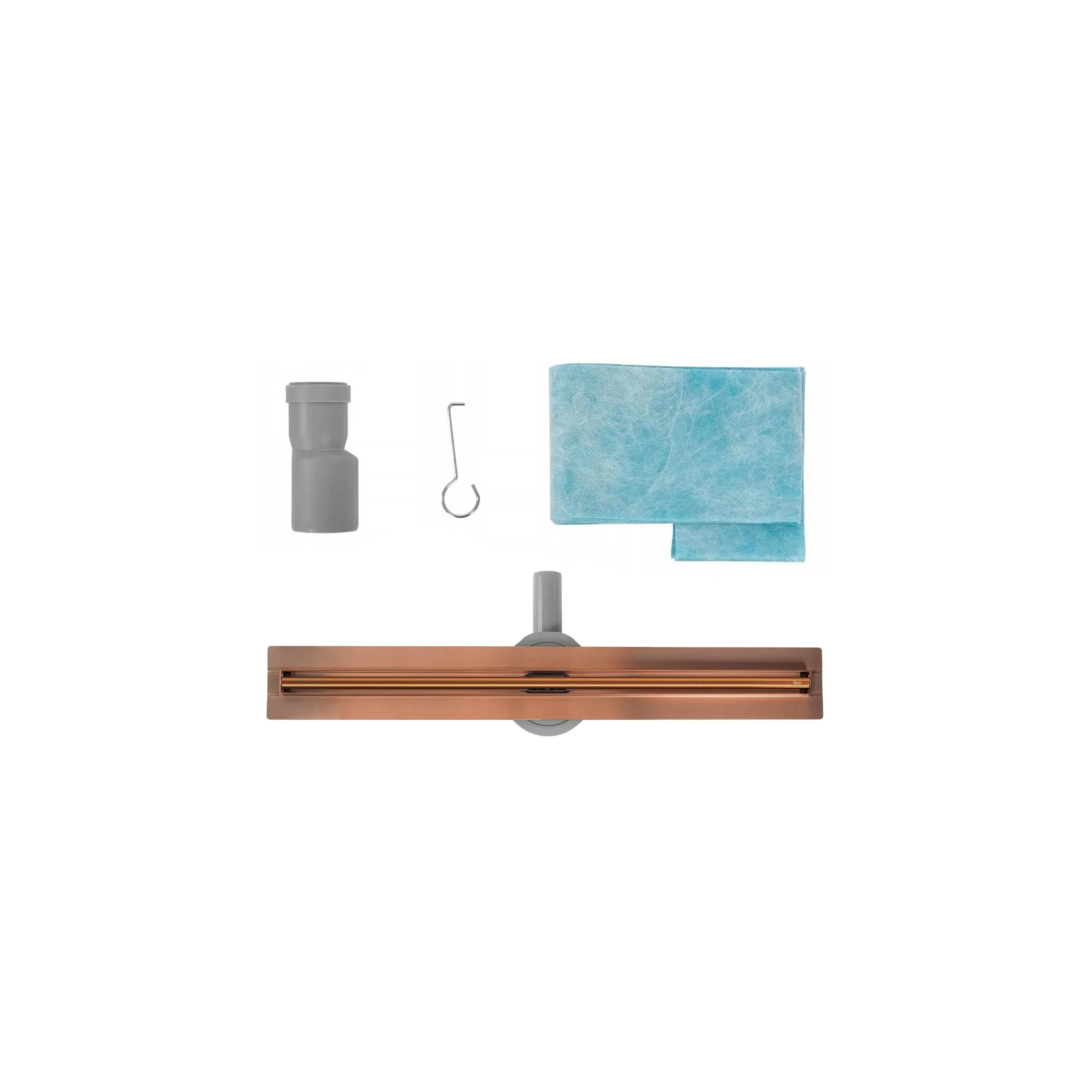 Linear drainage REA Neox Slim pro Brushed Copper 90
