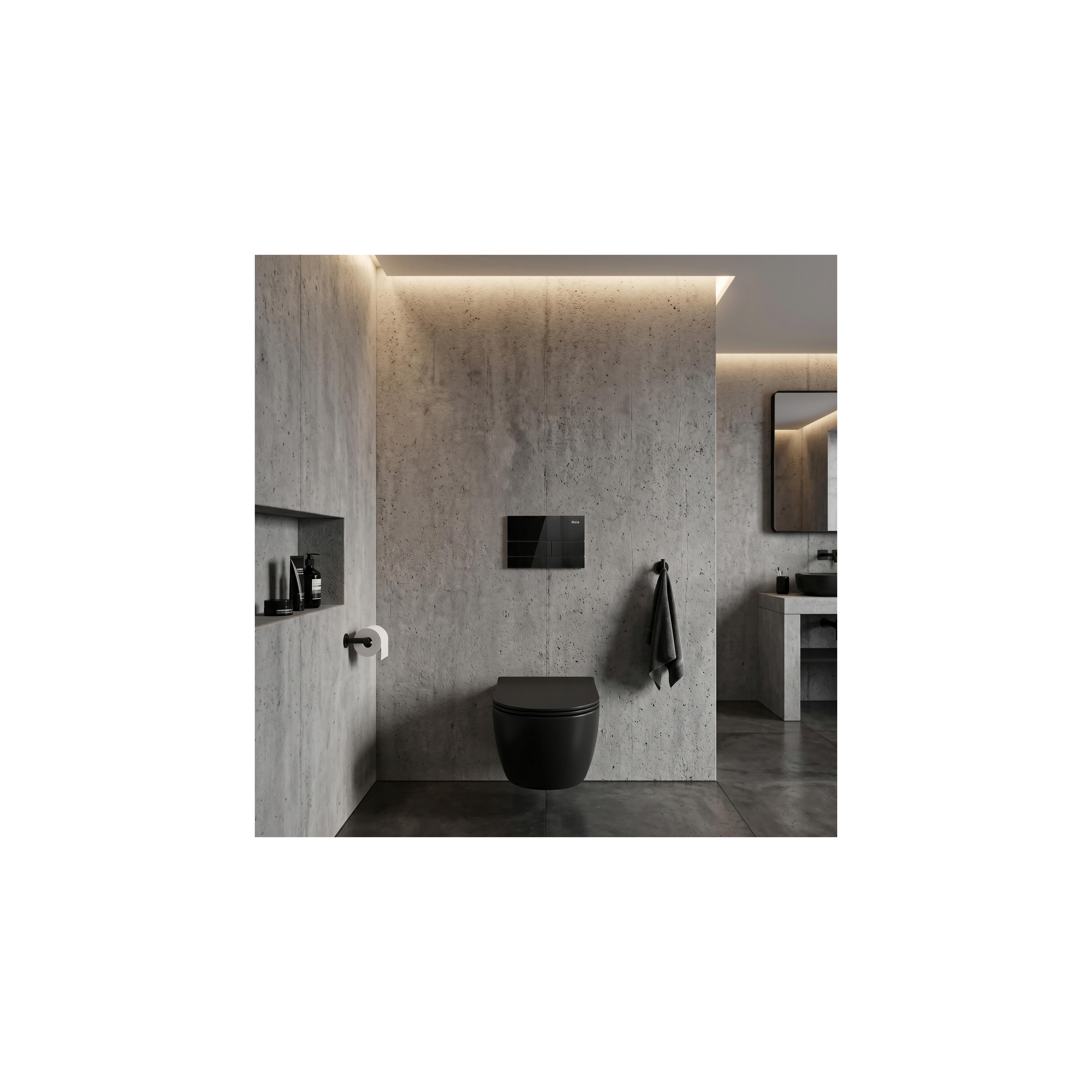 Concealed WC Frame Set Slim 024N with T White Glass Button