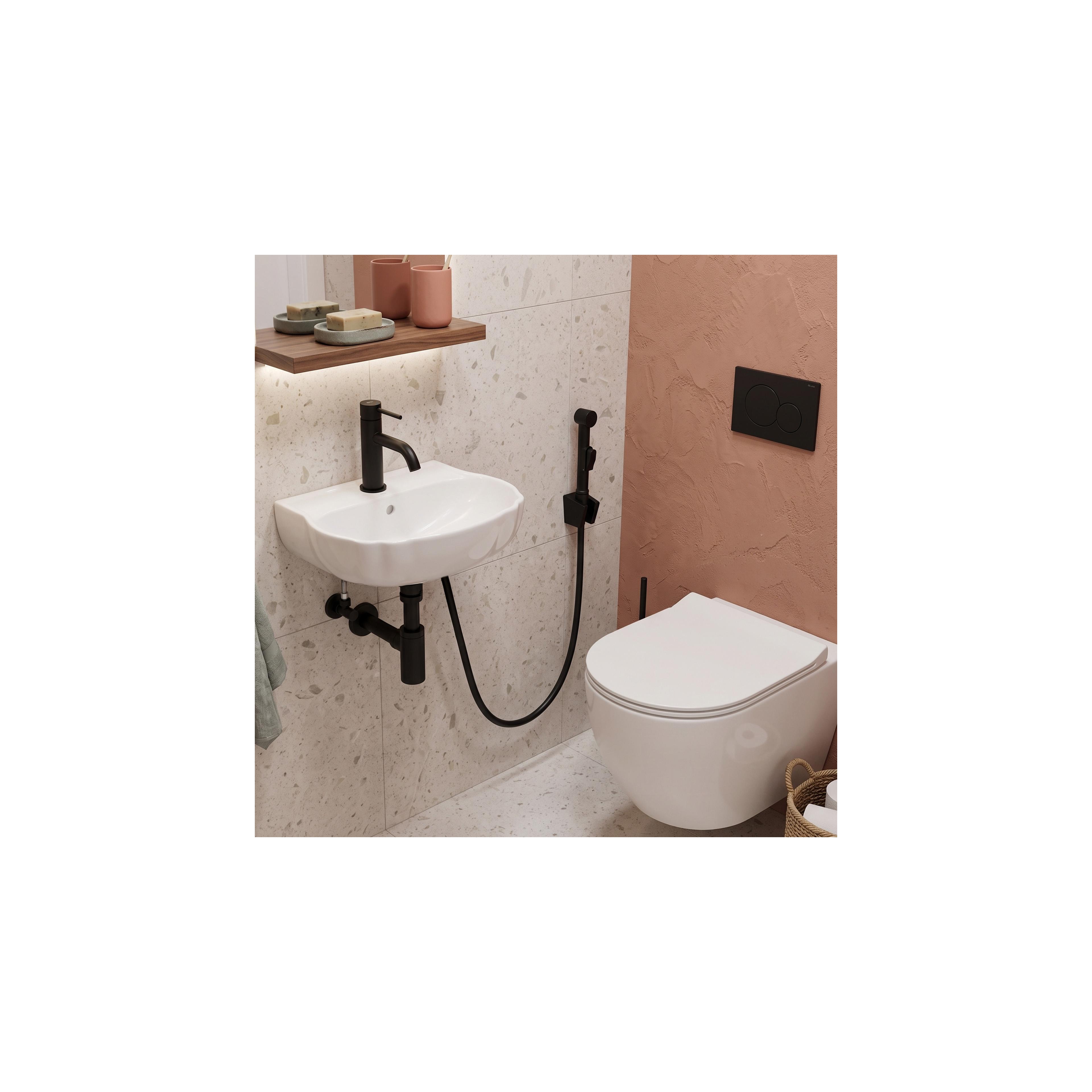 Waschtischarmatur mit Bidetta Rea Lungo Black