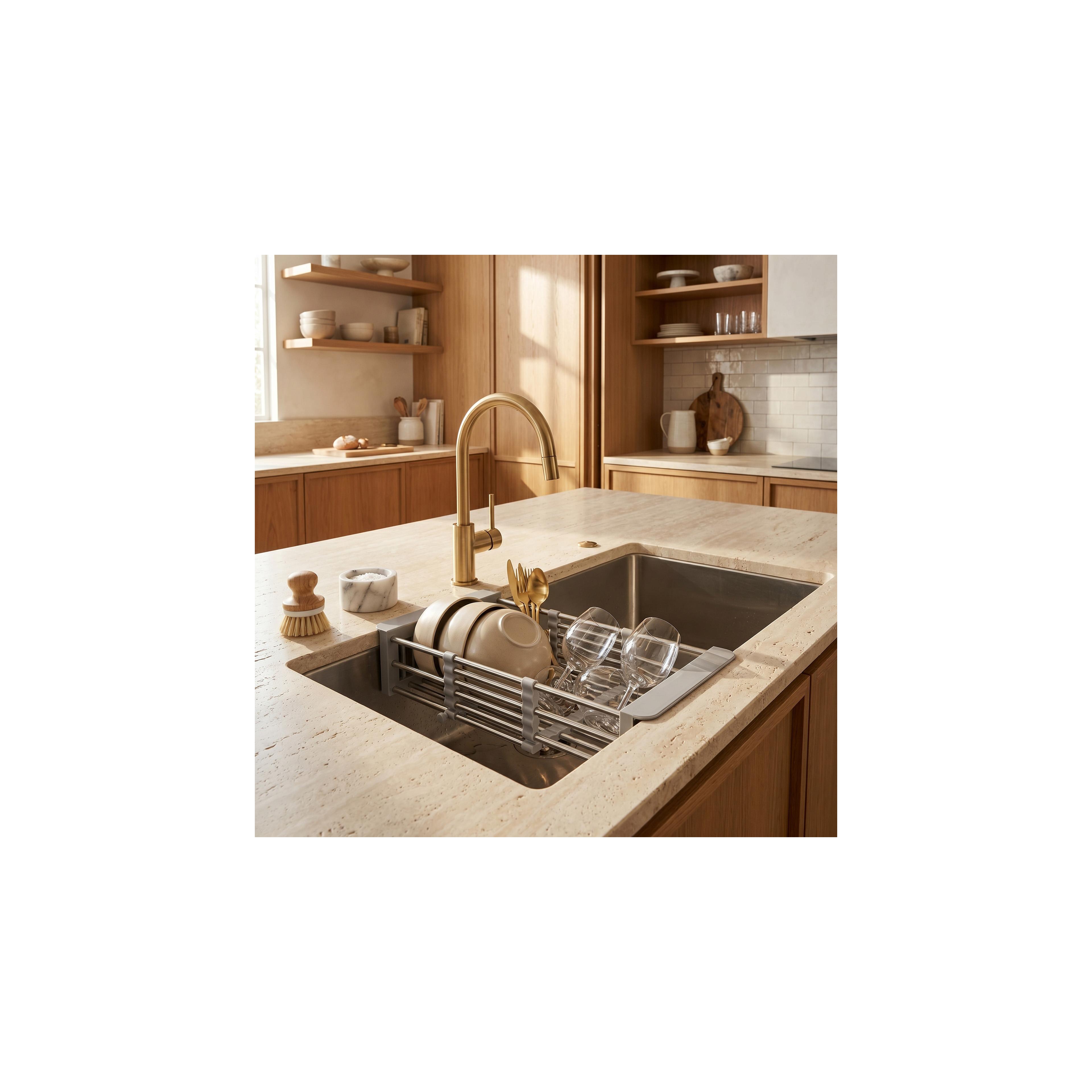 Telescopic sink dish drying rack REA P14487A Grey