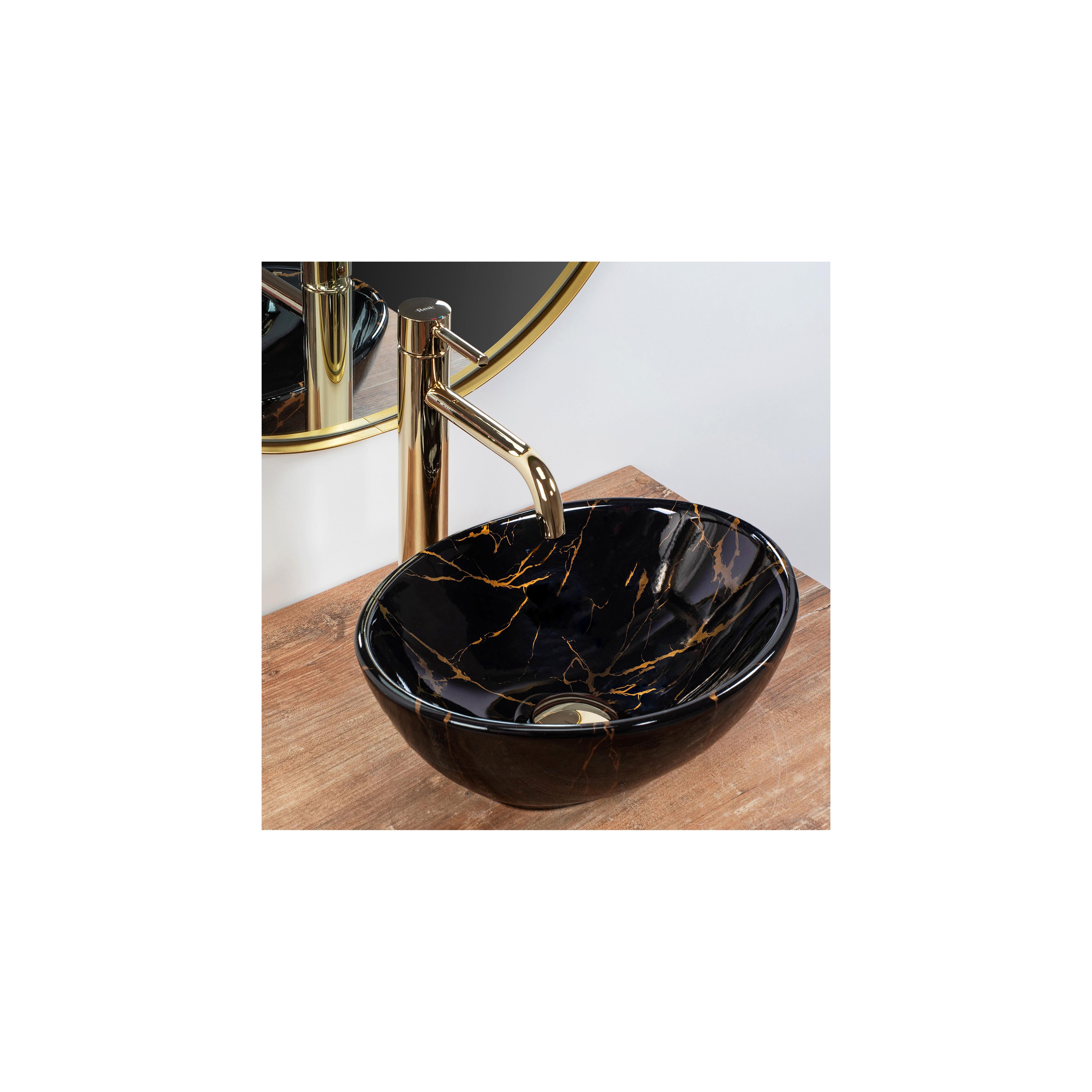 Aufsatzwaschbecken Rea Sofia Mini Black Marble Shiny
