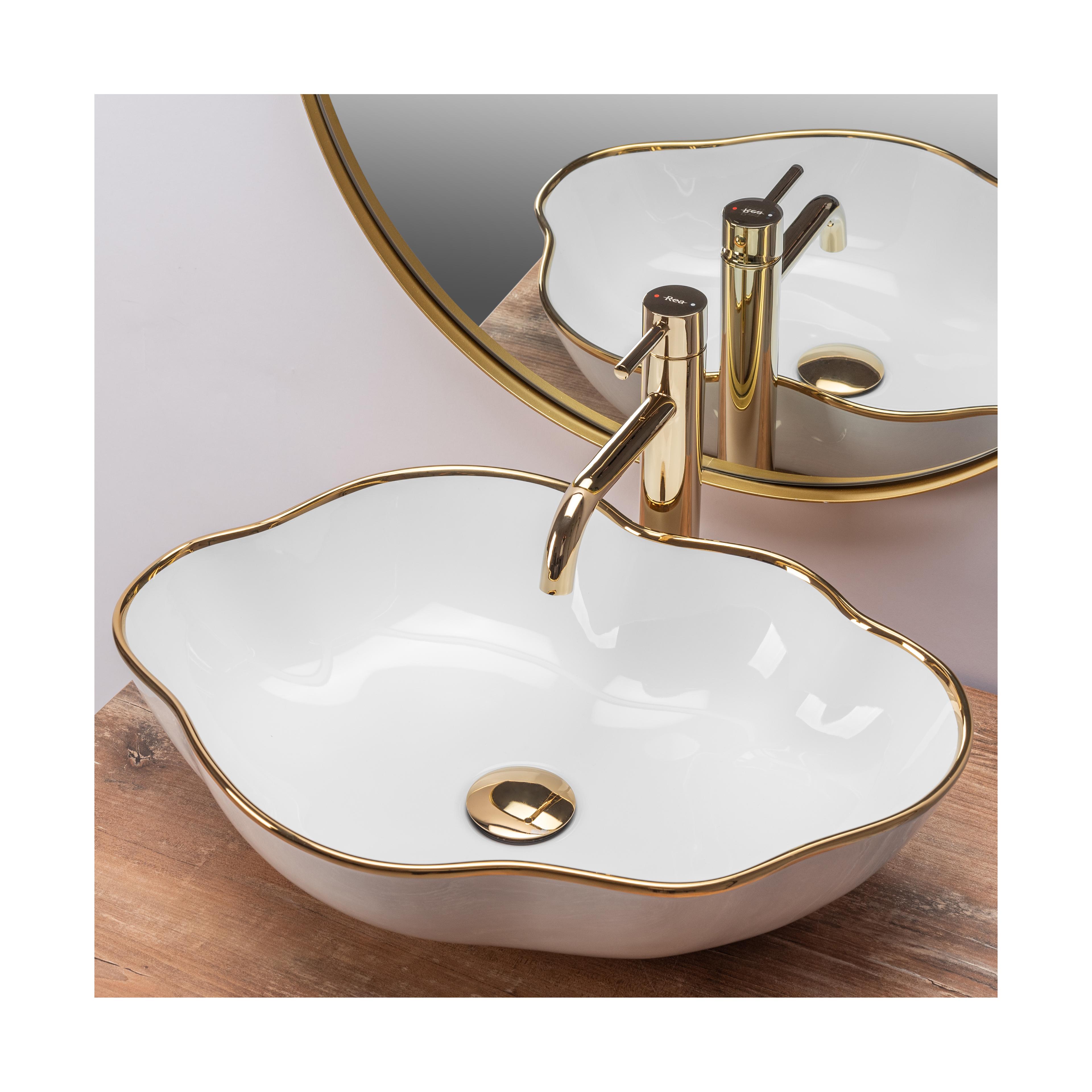 Countertop washbasin Rea Pearl Gold Edge