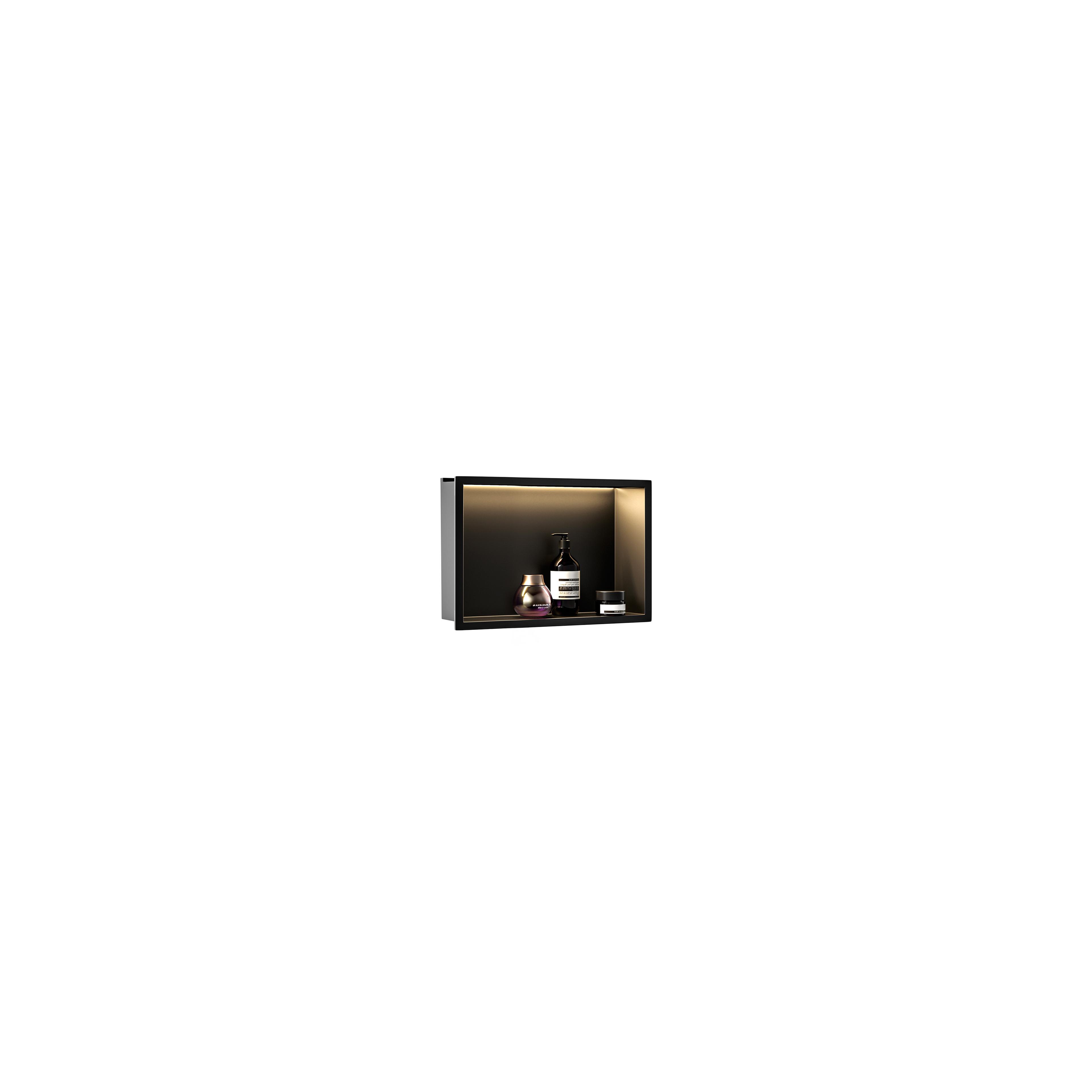 WANDEINBAU-BADEZIMMERREGAL LED 30x45 black