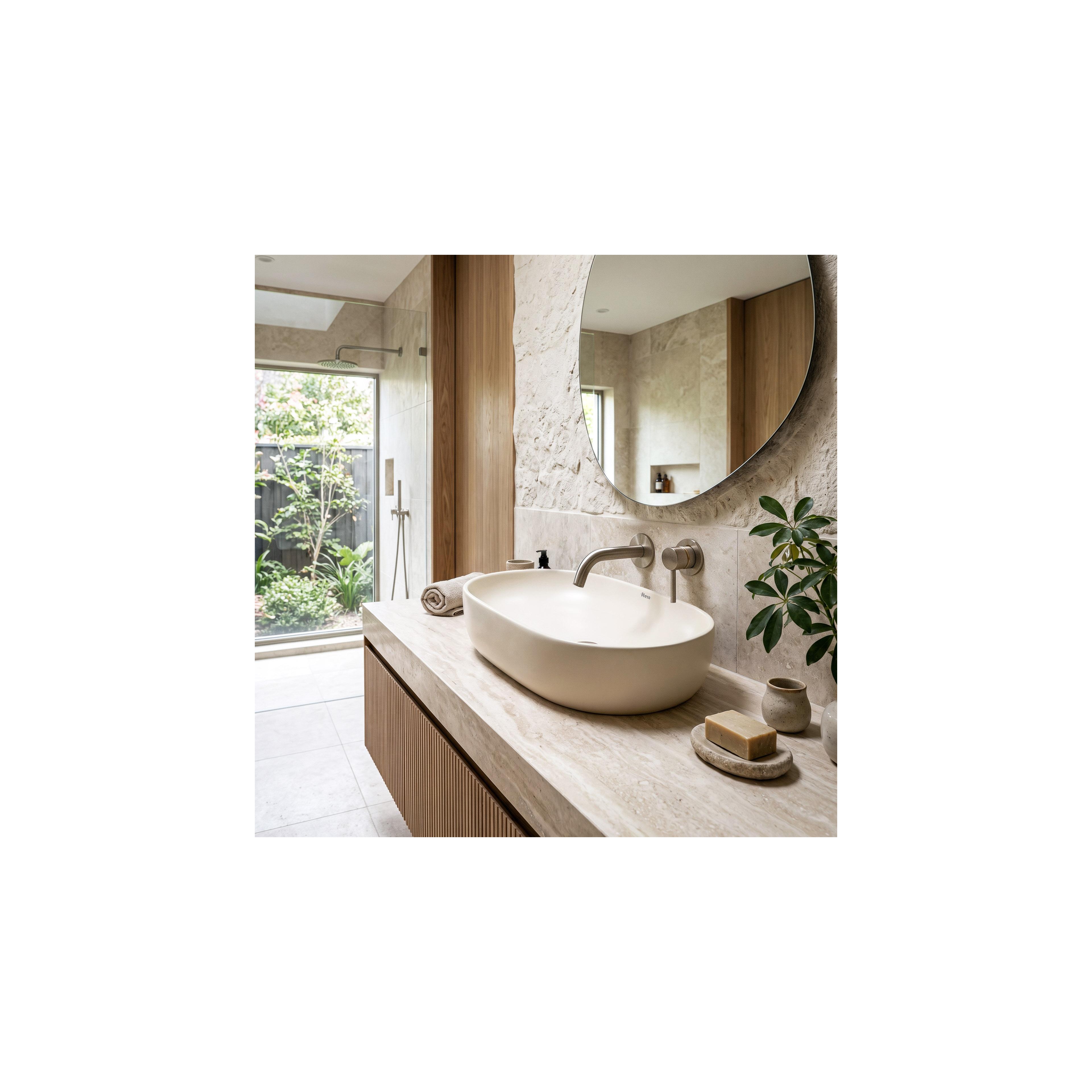 Countertop washbasin Rea Focus Creme