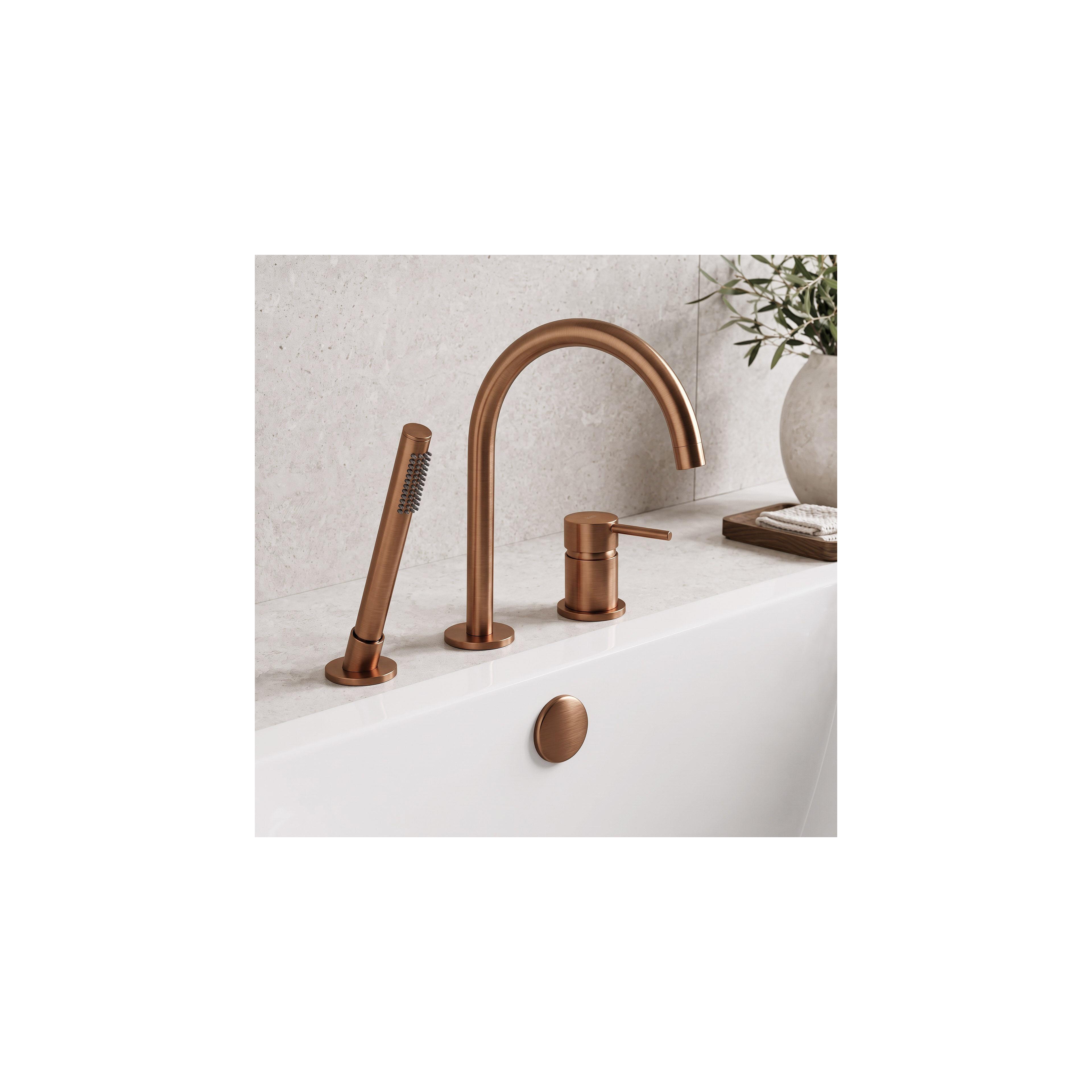 3-Hole Bathtub Faucet Rea Lungo Brush Copper