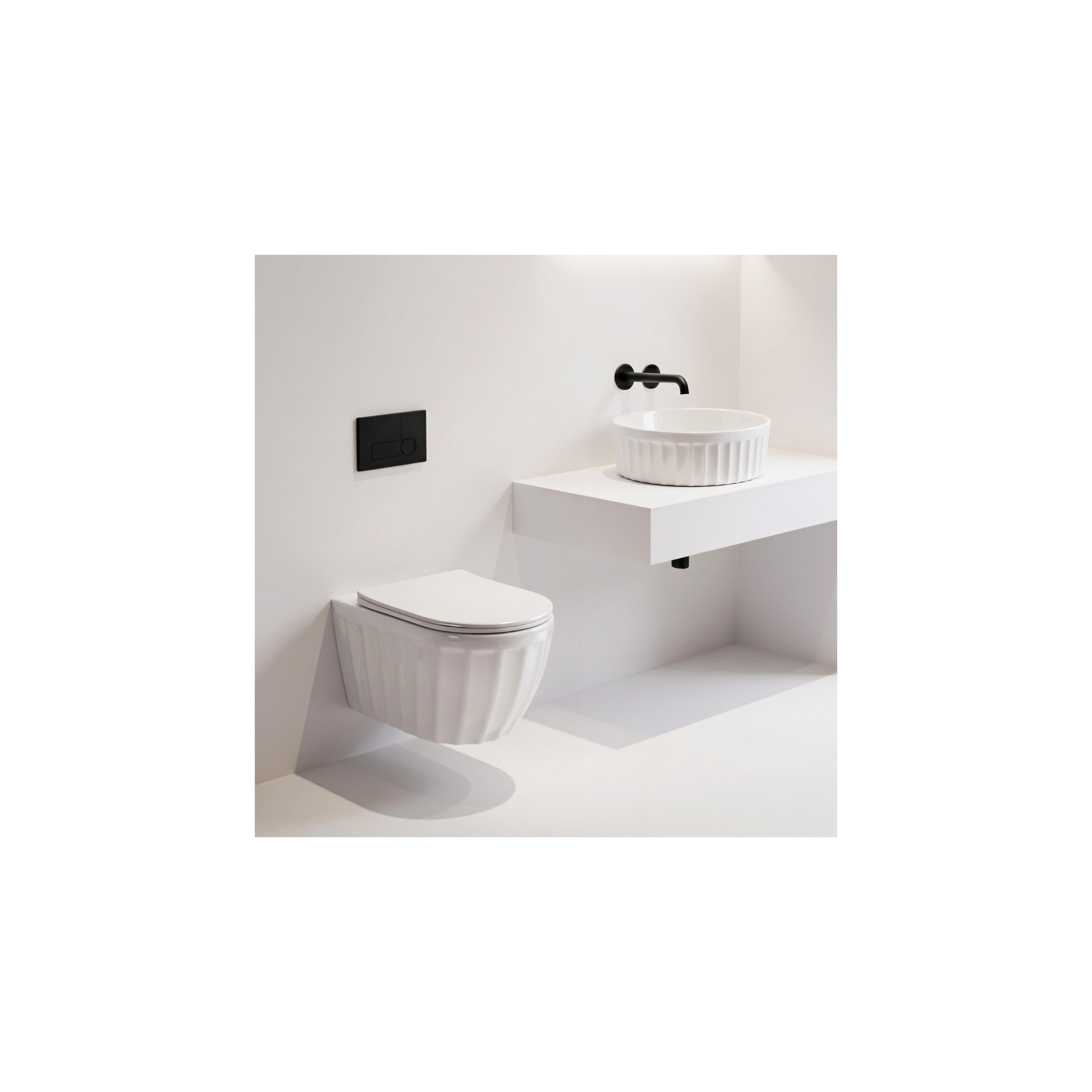 Set: Wandhängendes WC + Aufsatzwaschbecken Rea Duo White