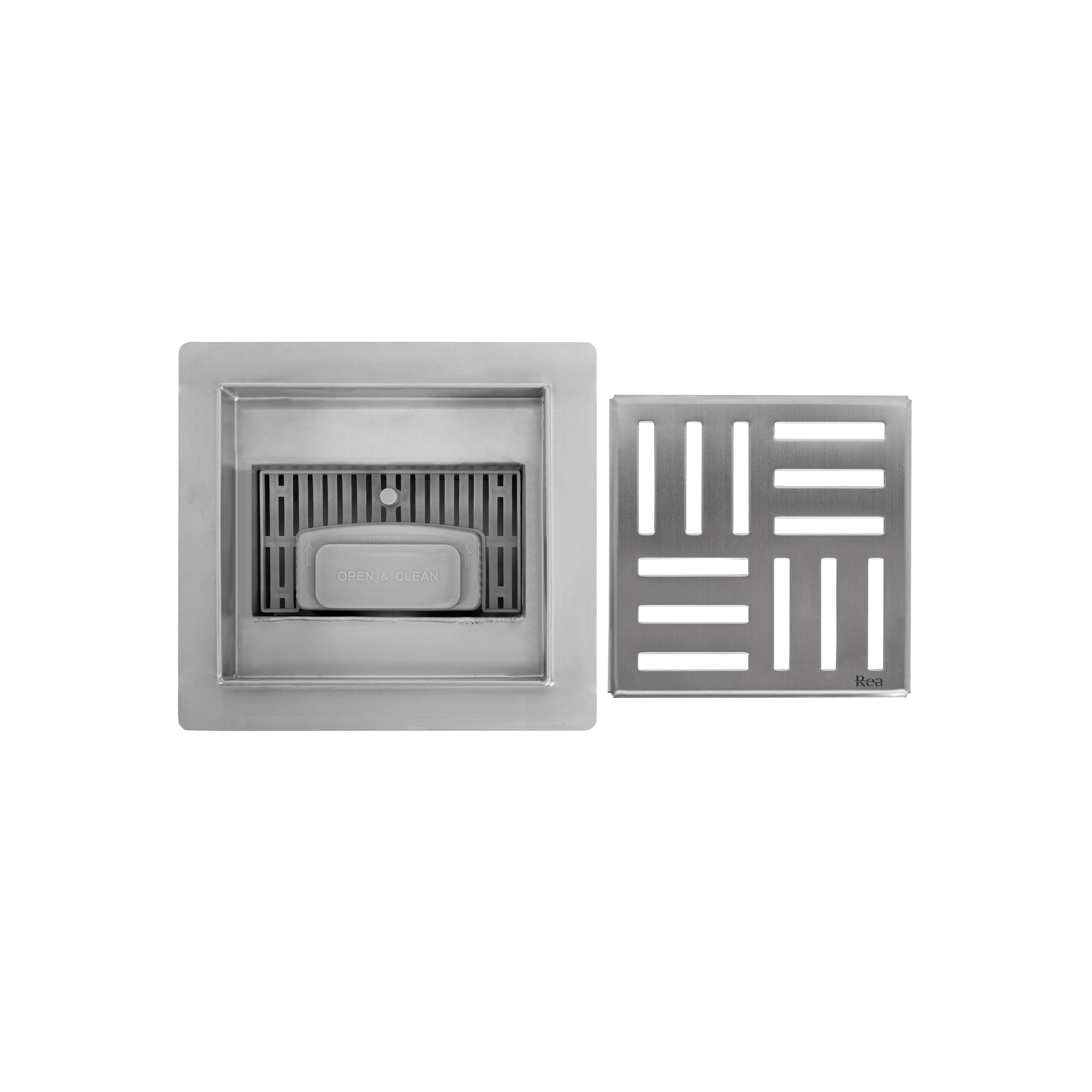Duschrinne REA CROSS 150x150 Nickel Brush