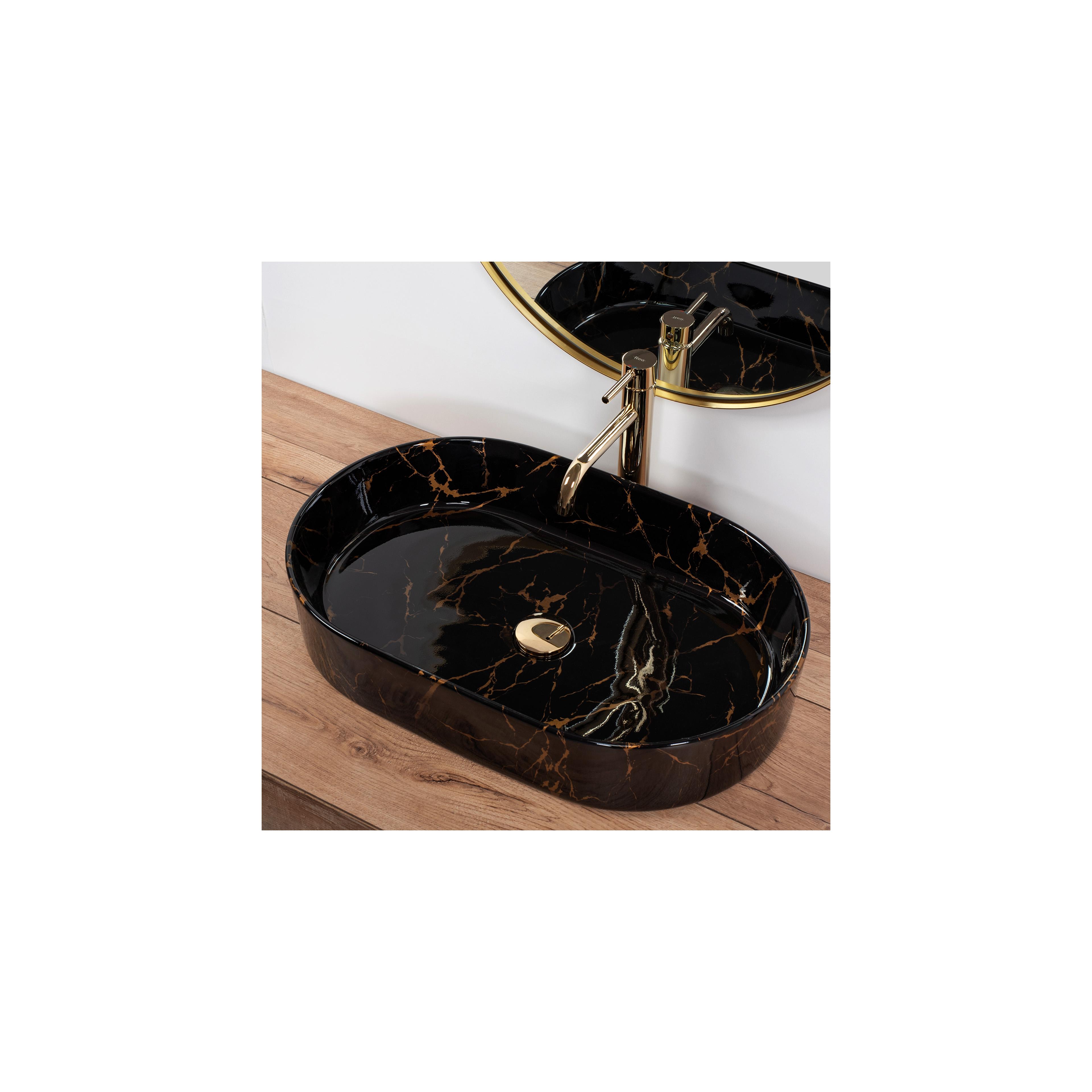 Aufsatzwaschbecken Rea Nadia Black Marble Shiny