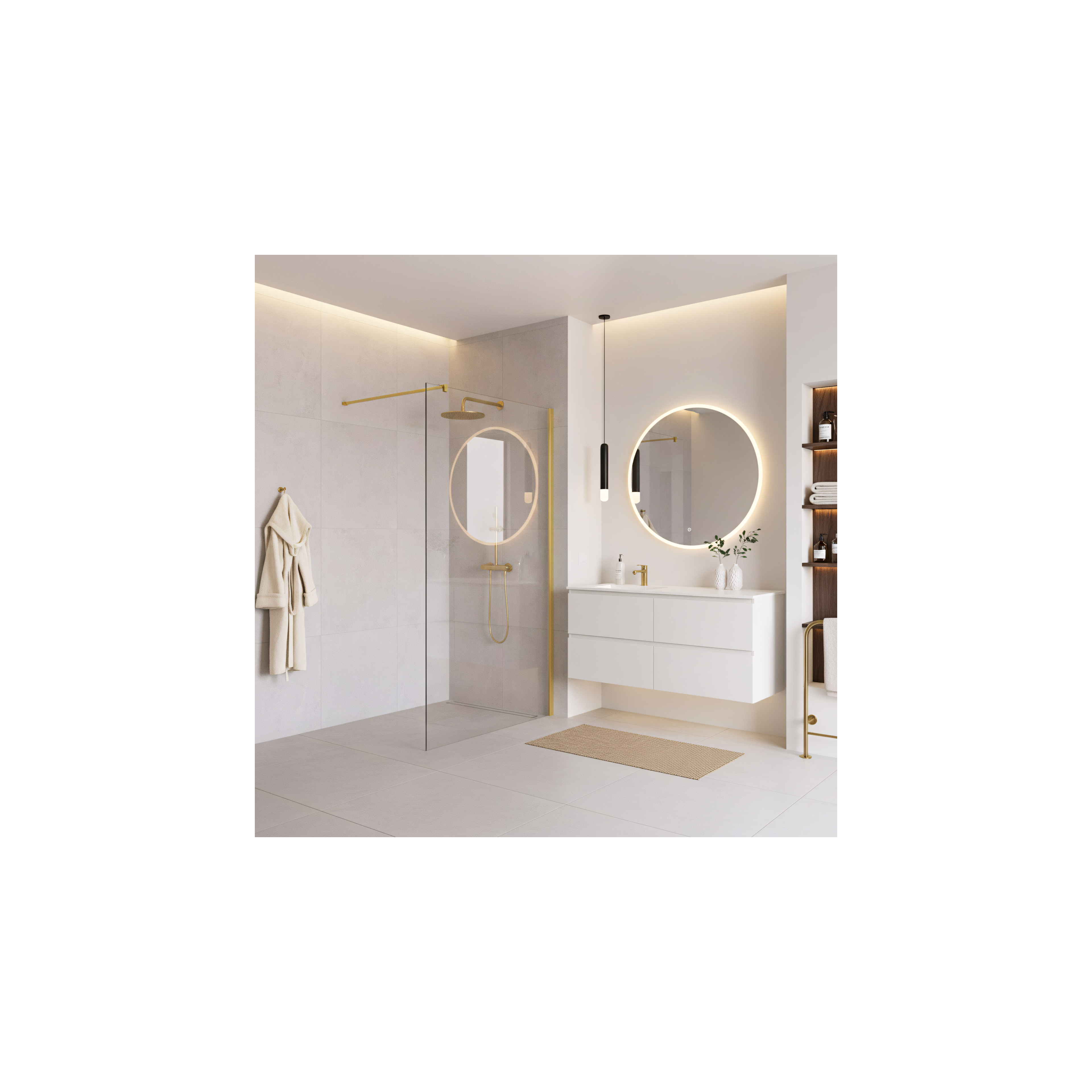 Tuš zaslon Rea Flexi Transparent / Gold 70